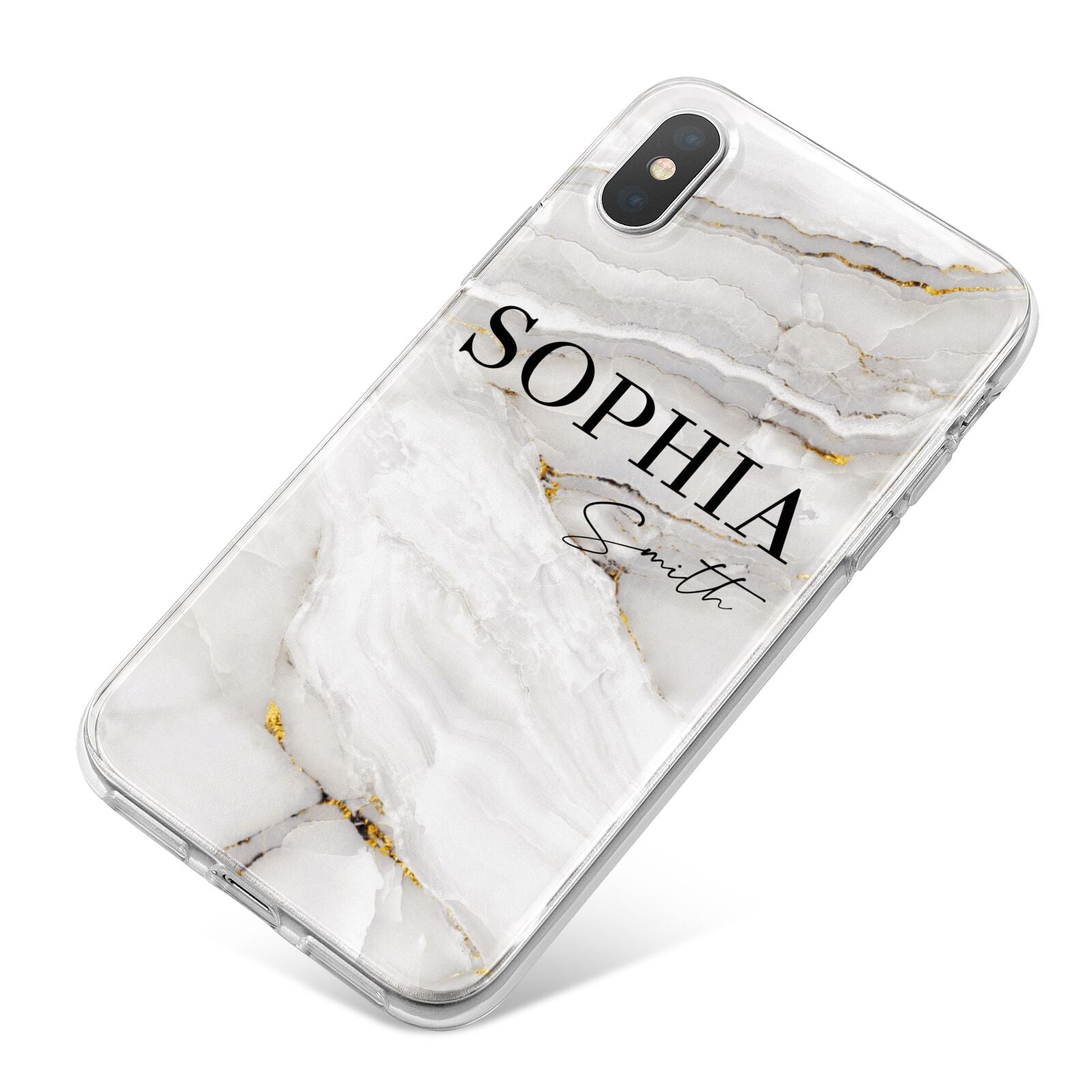 White And Gold Marble iPhone X Bumper Case on Silver iPhone