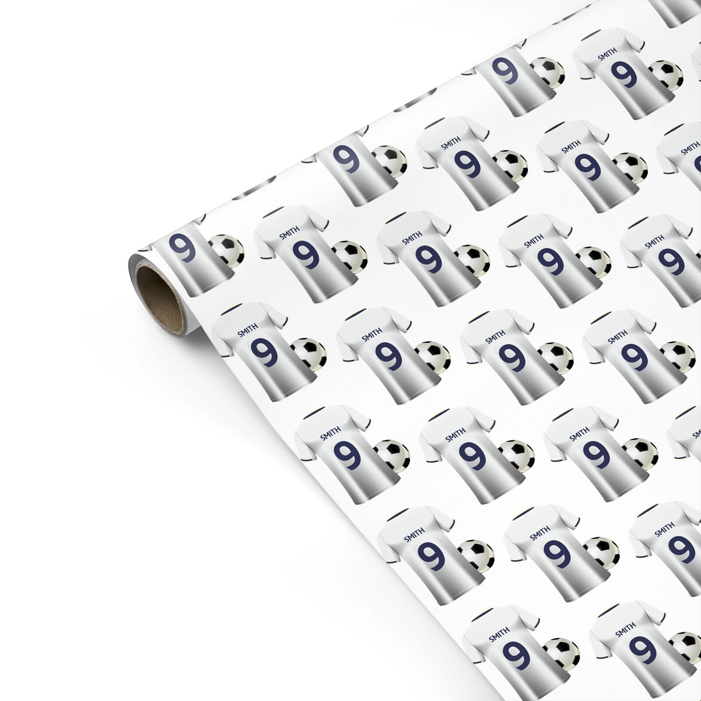 White Blue Personalised Football Shirt Personalised Gift Wrap