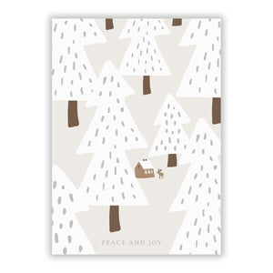 Weiße Weihnachtswald-Grußkarte