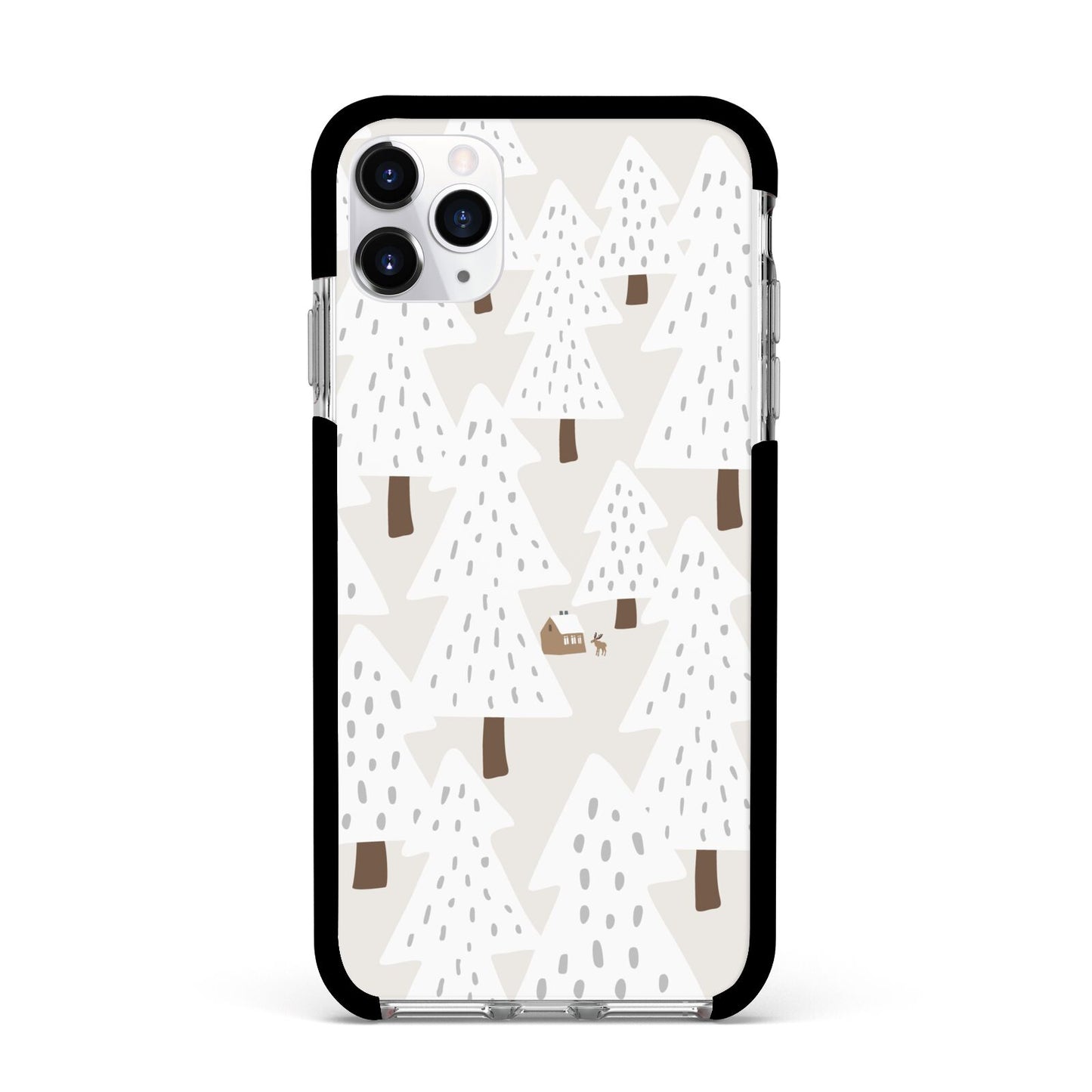 White Christmas Forest Apple iPhone 11 Pro Max in Silver with Black Impact Case
