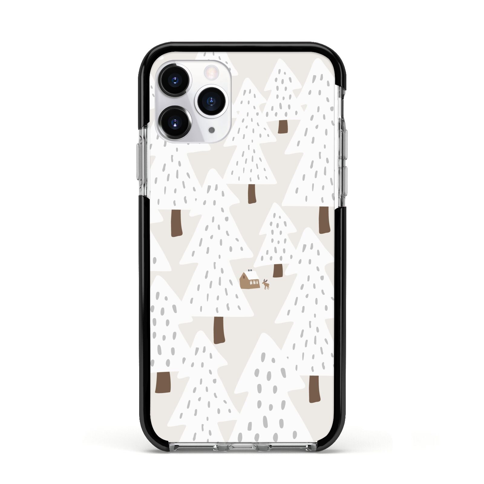 White Christmas Forest Apple iPhone 11 Pro in Silver with Black Impact Case