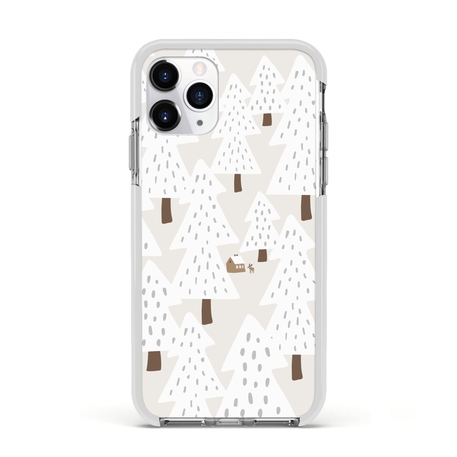 White Christmas Forest Apple iPhone 11 Pro in Silver with White Impact Case
