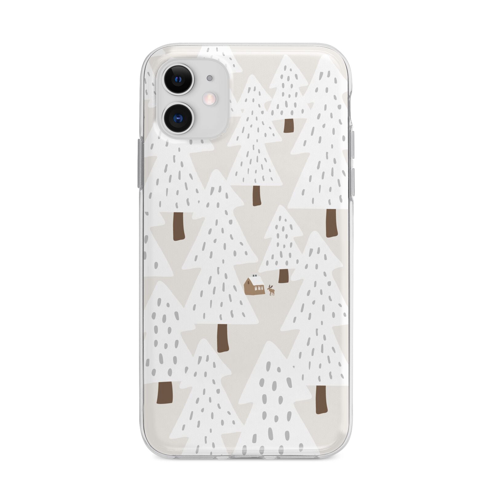 White Christmas Forest Apple iPhone 11 in White with Bumper Case
