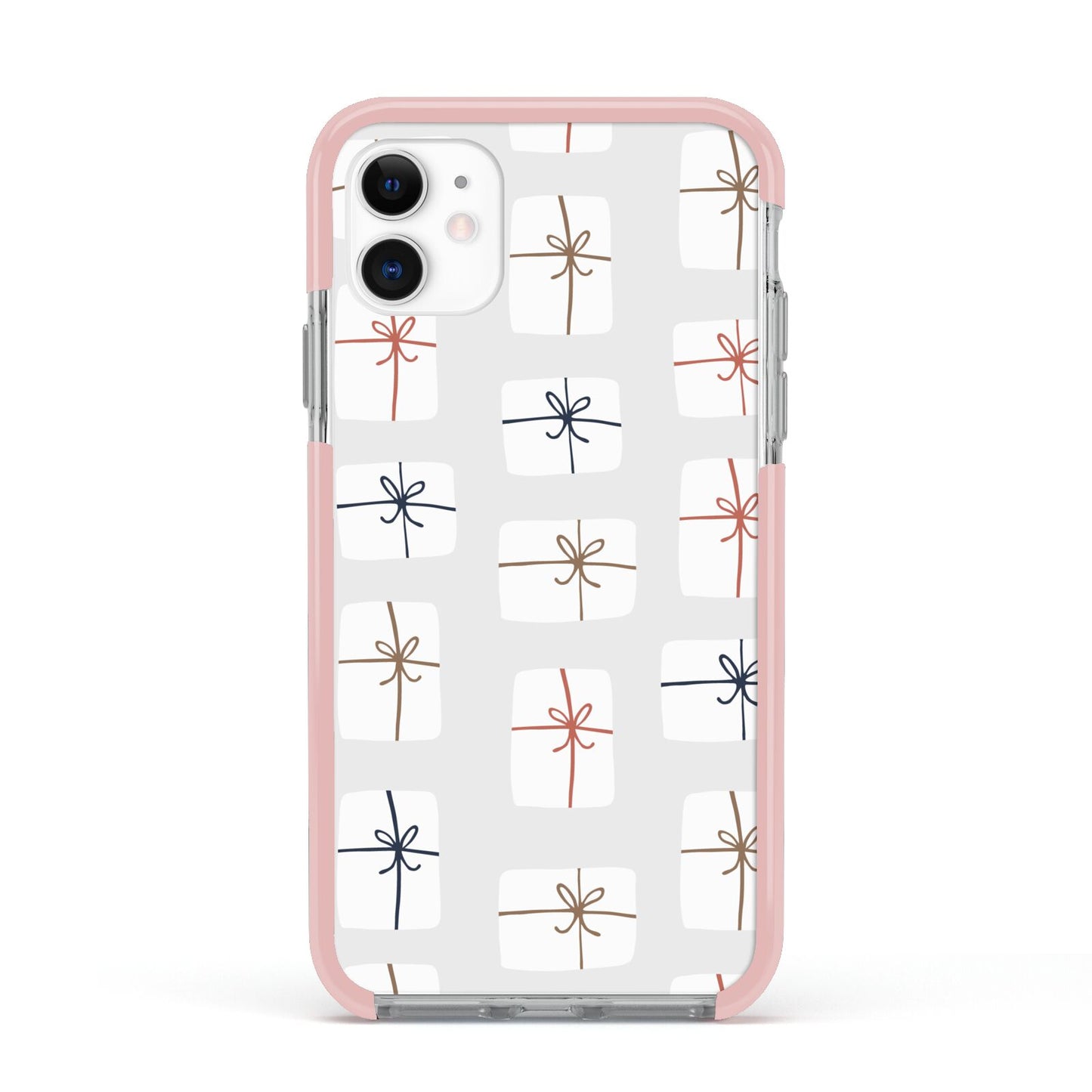 White Christmas Forest Apple iPhone 11 in White with Pink Impact Case