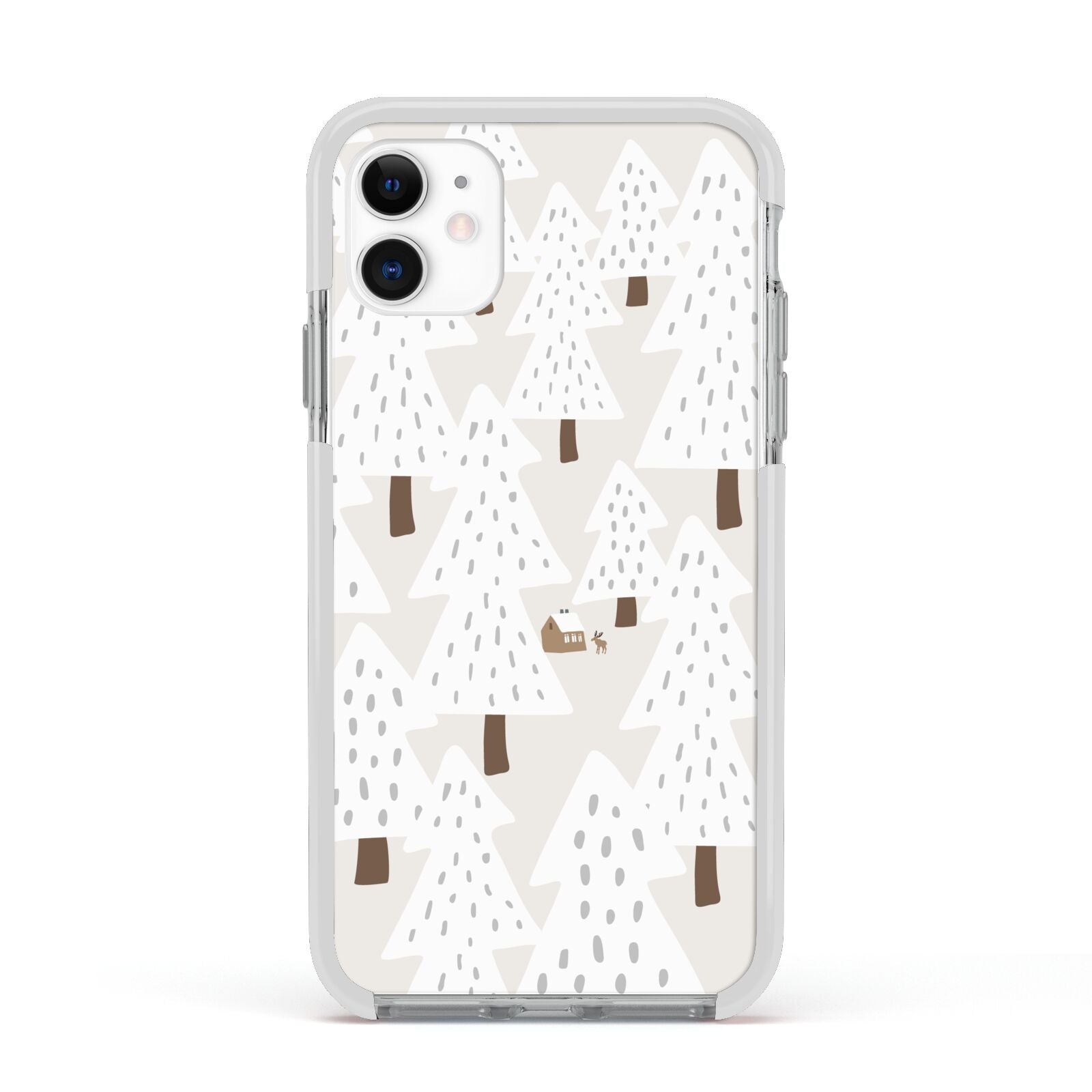 White Christmas Forest Apple iPhone 11 in White with White Impact Case