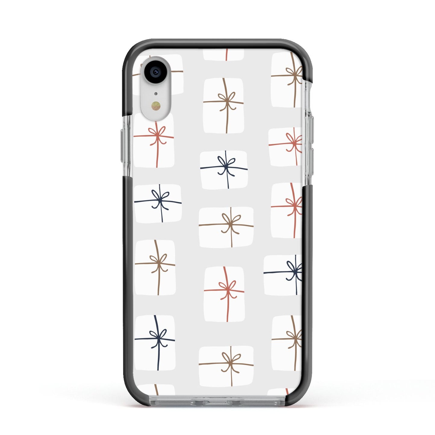 White Christmas Forest Apple iPhone XR Impact Case Black Edge on Silver Phone