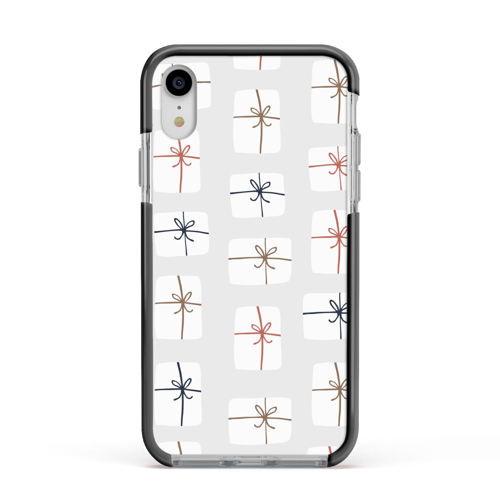 White Christmas Forest Apple iPhone XR Impact Case Black Edge on Silver Phone