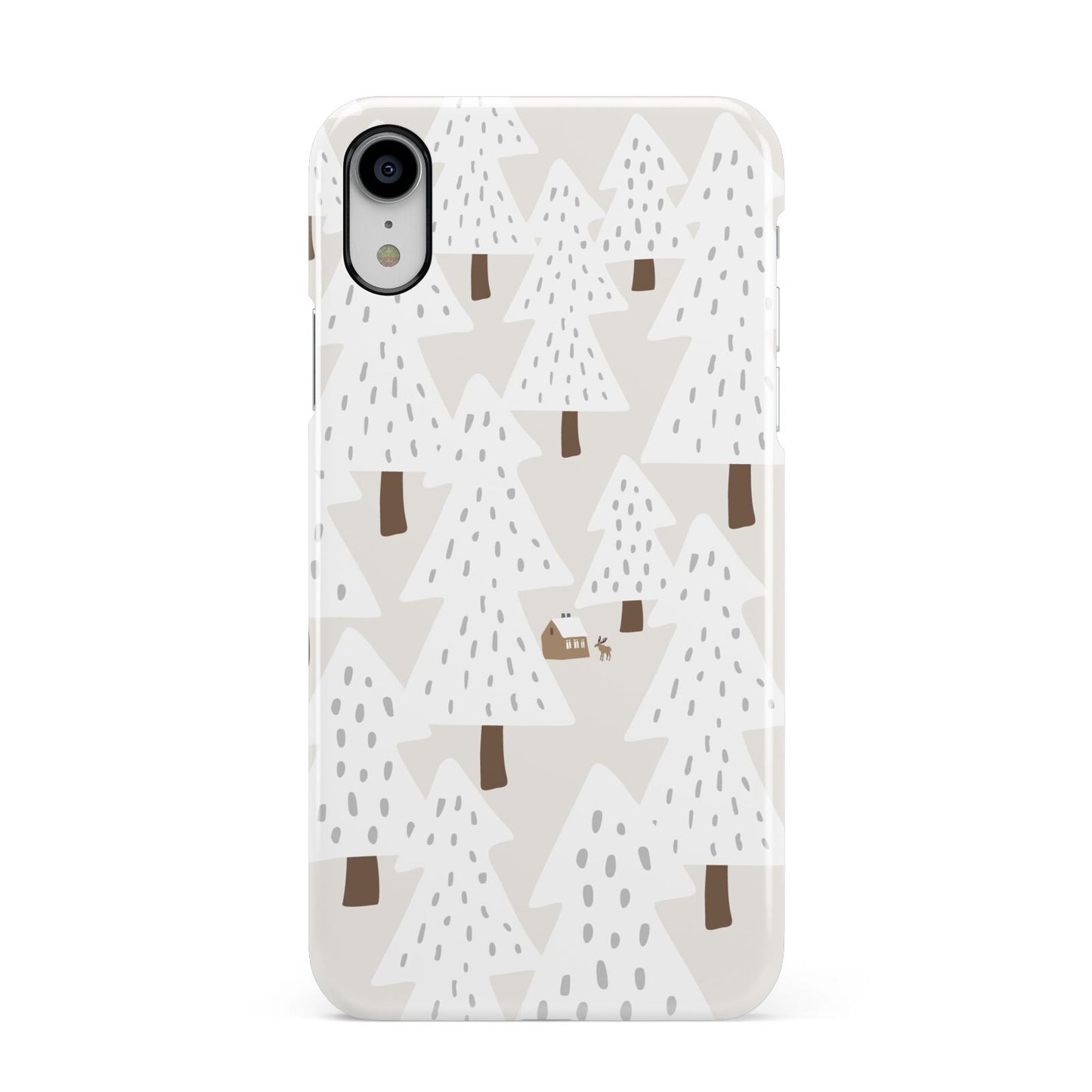 White Christmas Forest Apple iPhone XR White 3D Snap Case
