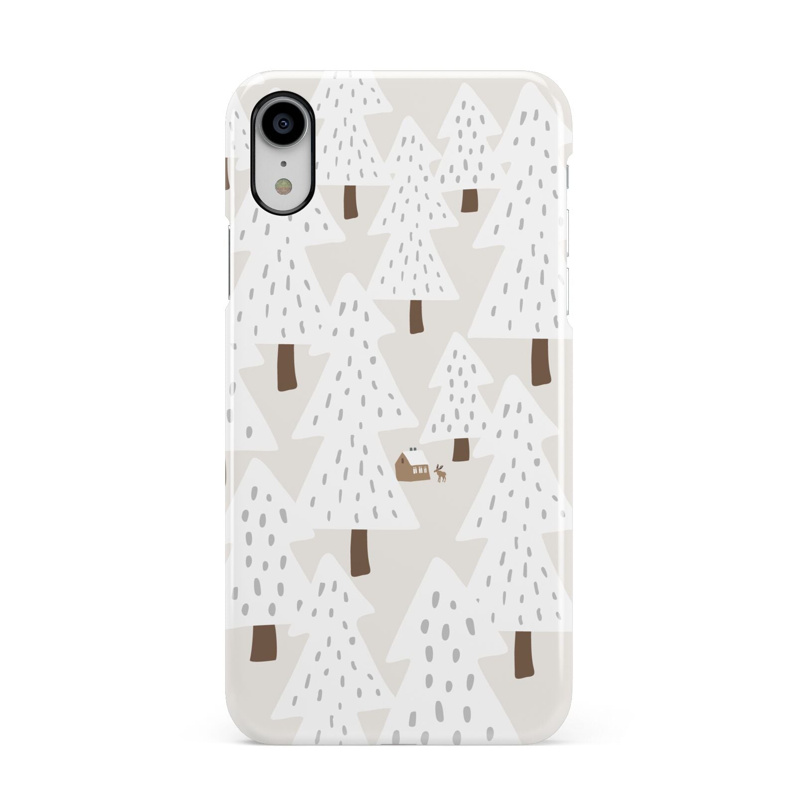 White Christmas Forest Apple iPhone XR White 3D Snap Case