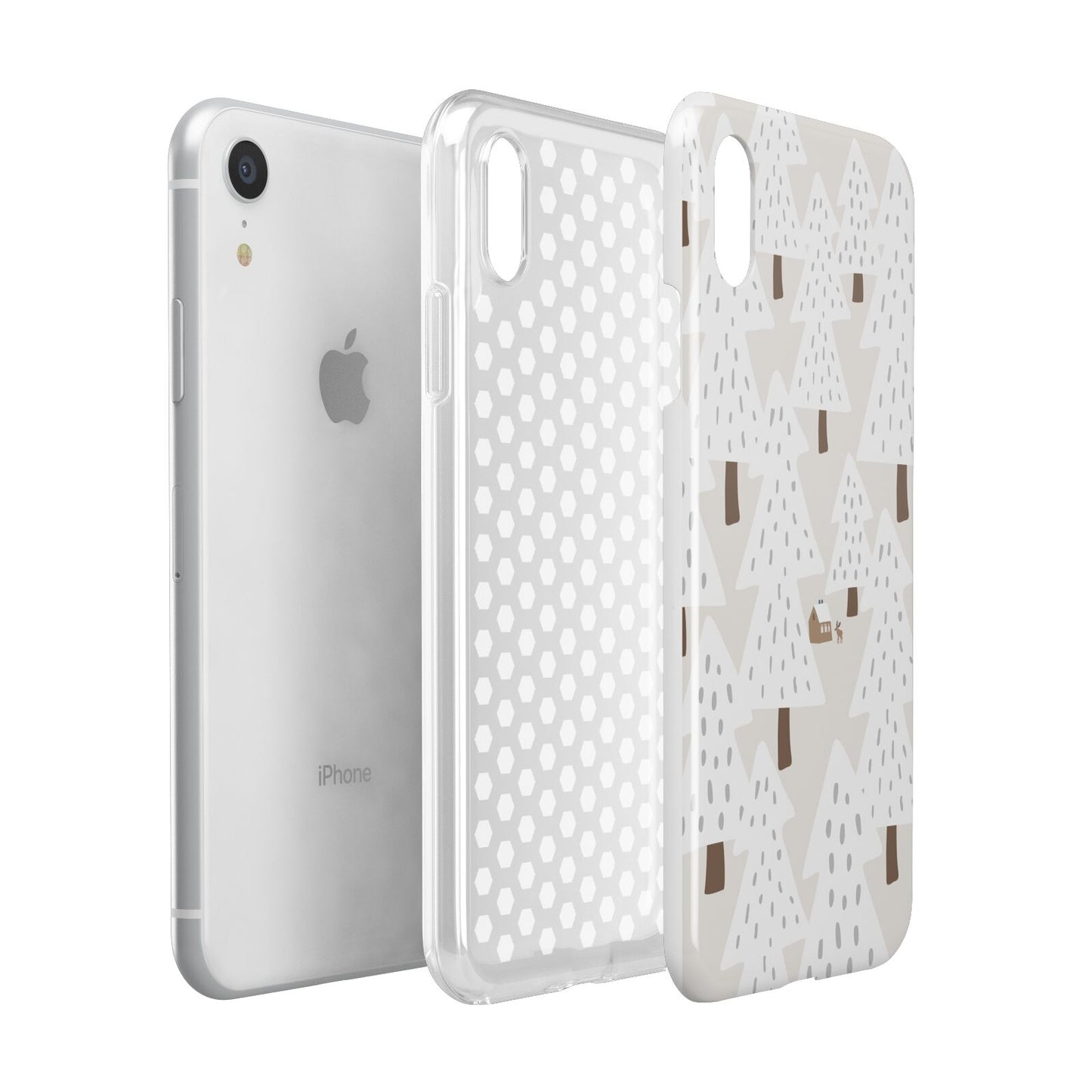 White Christmas Forest Apple iPhone XR White 3D Tough Case Expanded view