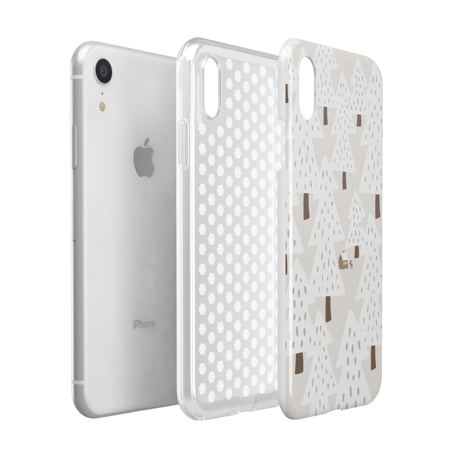 White Christmas Forest Apple iPhone XR White 3D Tough Case Expanded view