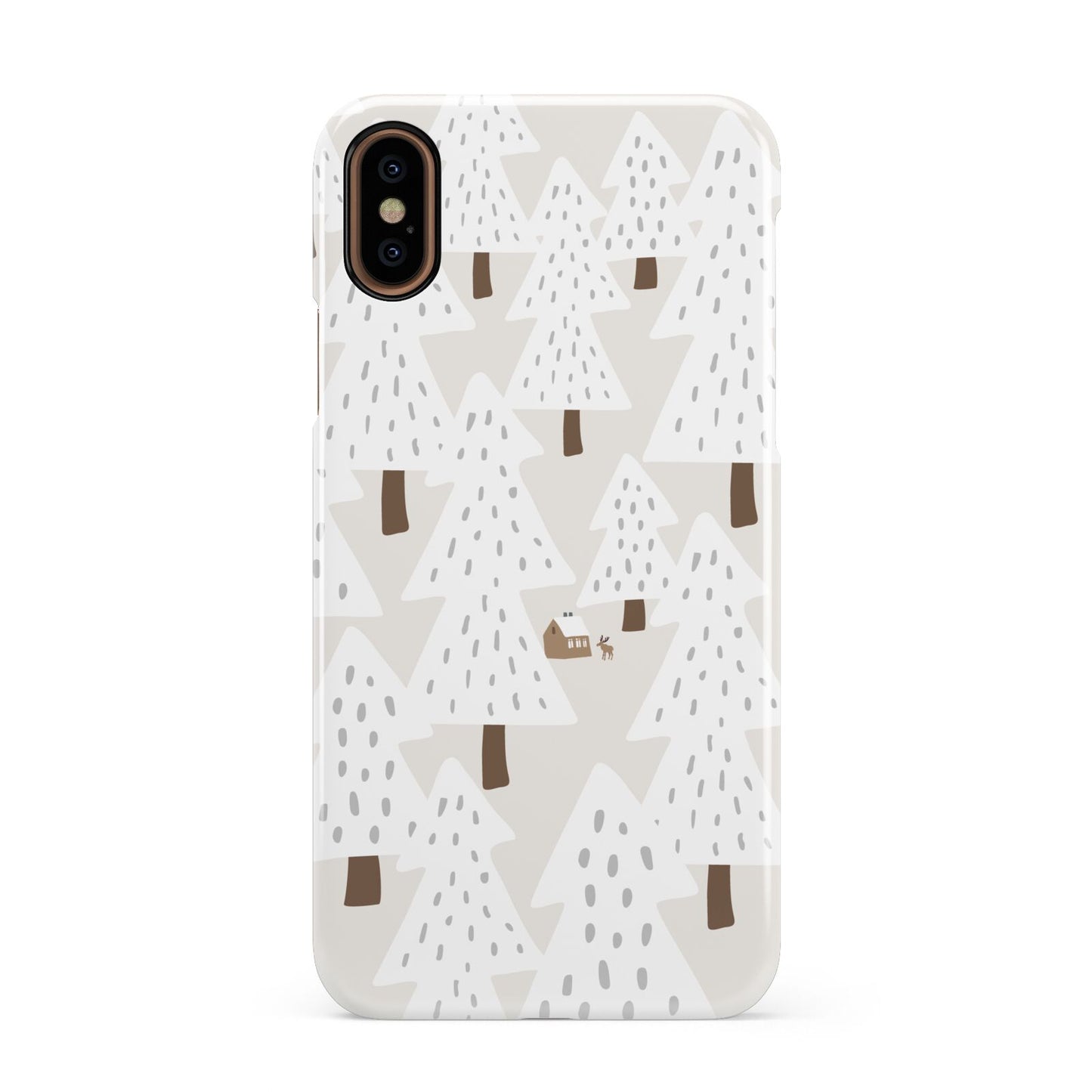 White Christmas Forest Apple iPhone XS 3D Snap Case