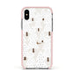 White Christmas Forest Apple iPhone Xs Impact Case Pink Edge on Silver Phone