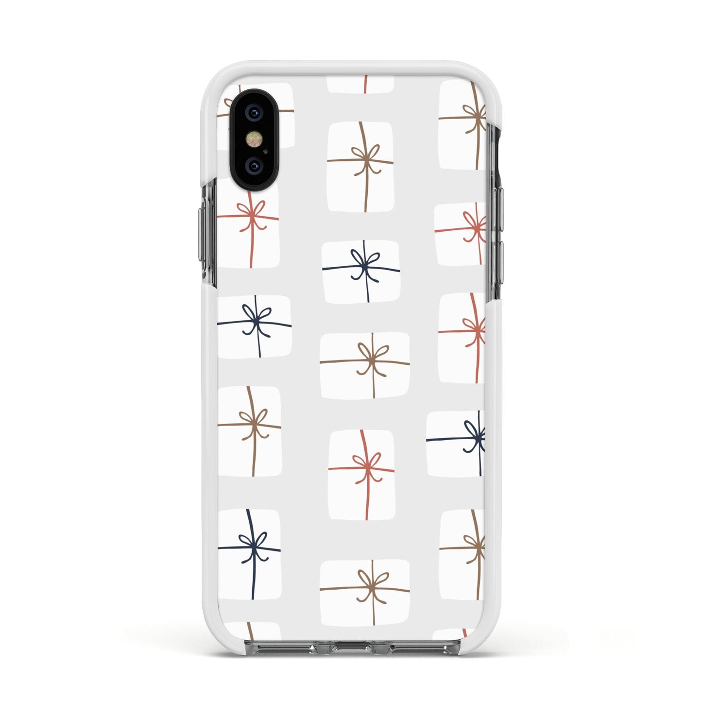White Christmas Forest Apple iPhone Xs Impact Case White Edge on Black Phone