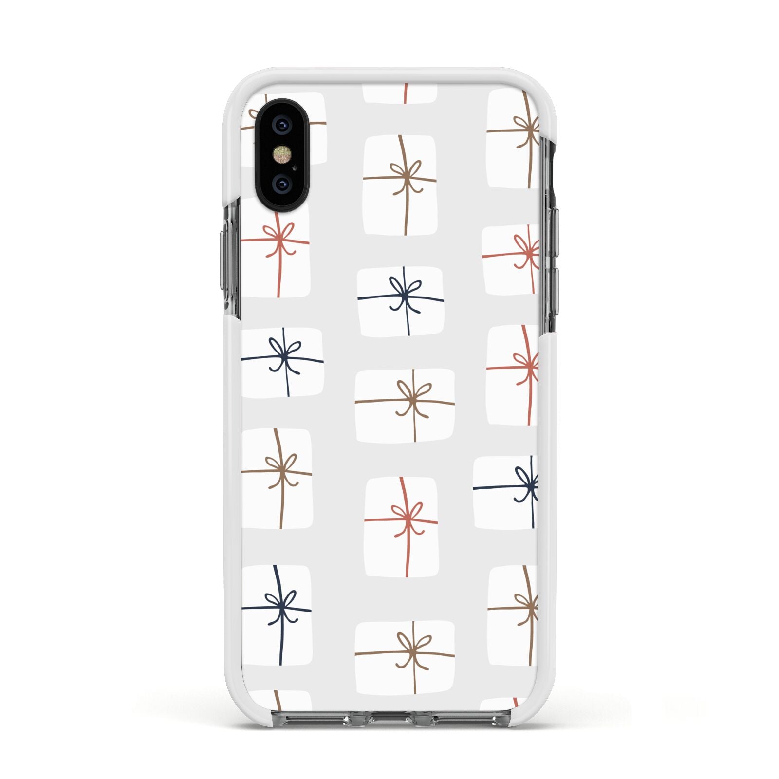 White Christmas Forest Apple iPhone Xs Impact Case White Edge on Black Phone