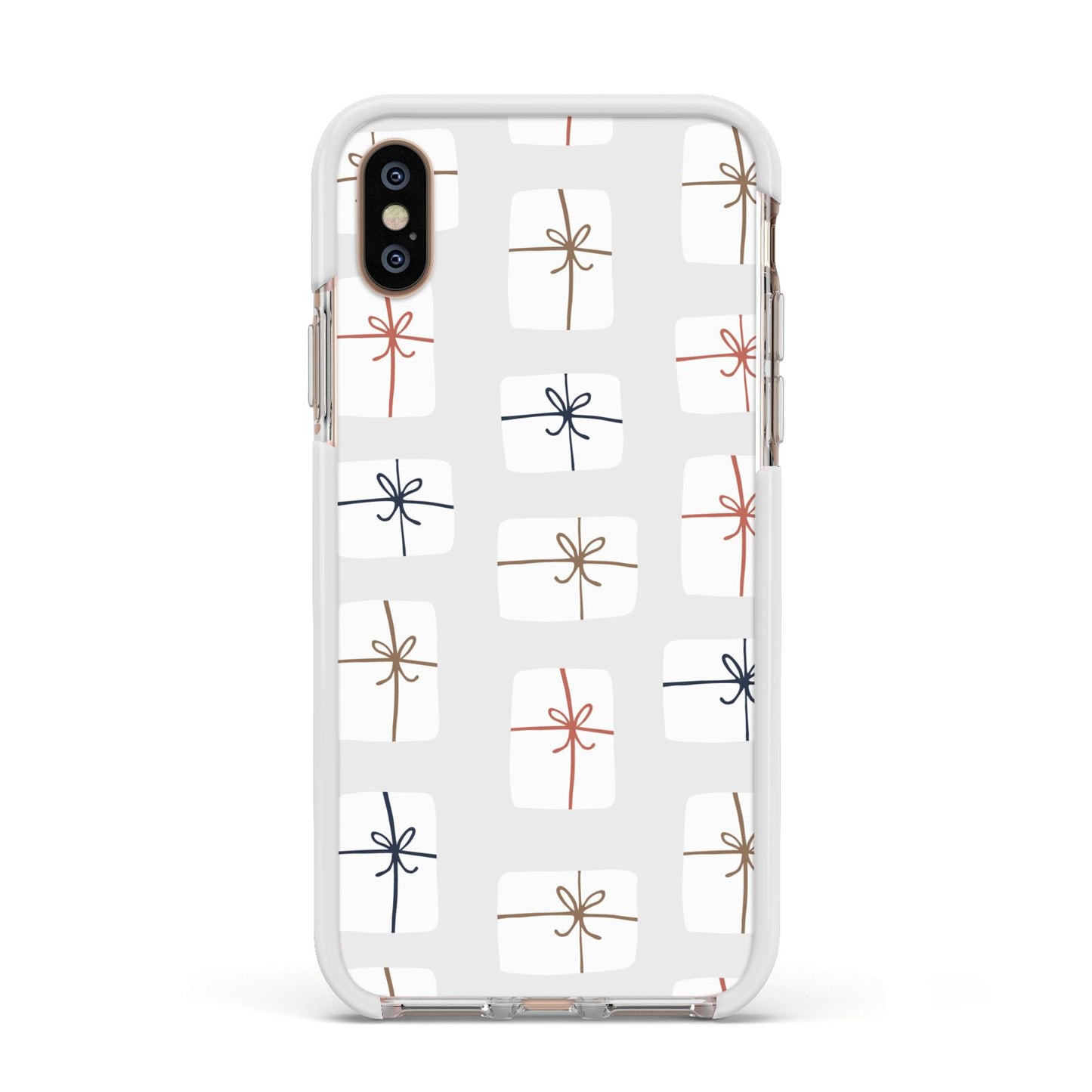 White Christmas Forest Apple iPhone Xs Impact Case White Edge on Gold Phone