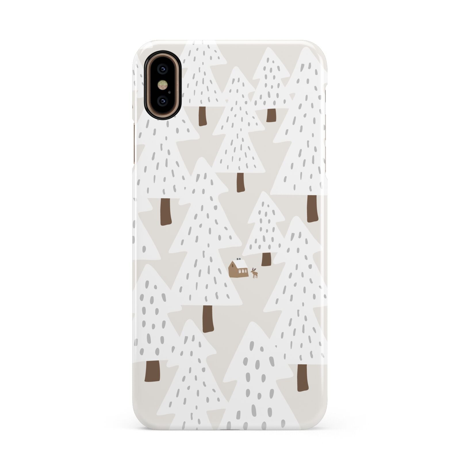 White Christmas Forest Apple iPhone Xs Max 3D Snap Case