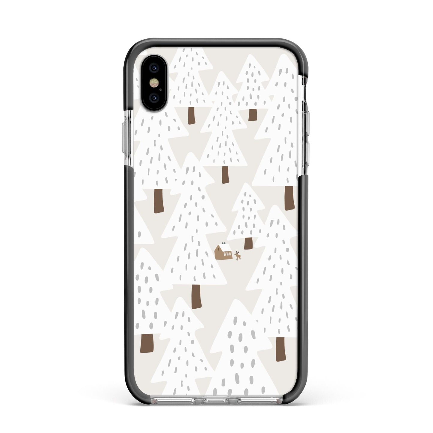 White Christmas Forest Apple iPhone Xs Max Impact Case Black Edge on Silver Phone