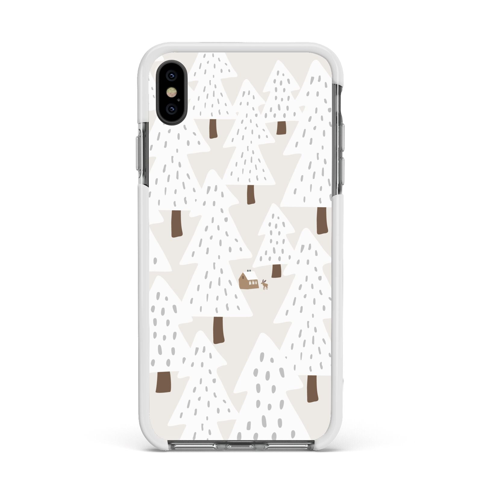 White Christmas Forest Apple iPhone Xs Max Impact Case White Edge on Black Phone