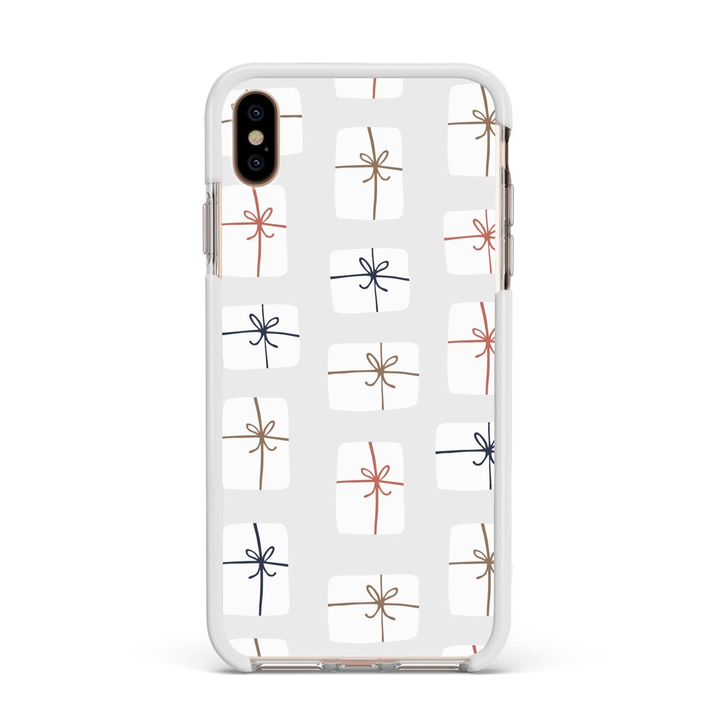 White Christmas Forest Apple iPhone Xs Max Impact Case White Edge on Gold Phone