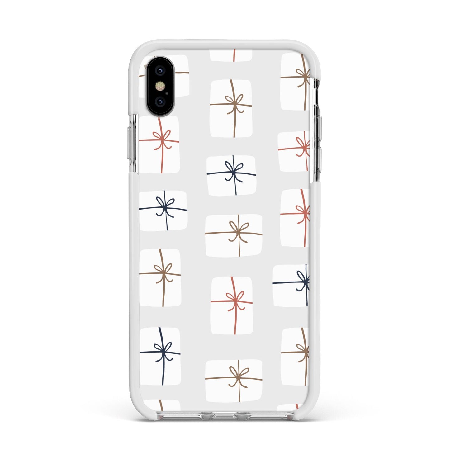 White Christmas Forest Apple iPhone Xs Max Impact Case White Edge on Silver Phone