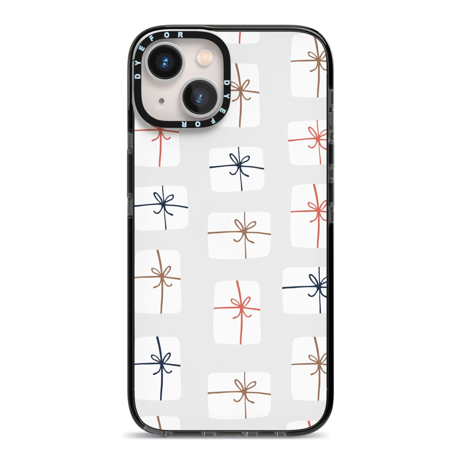 White Christmas Forest iPhone 13 Black Impact Case on Silver phone