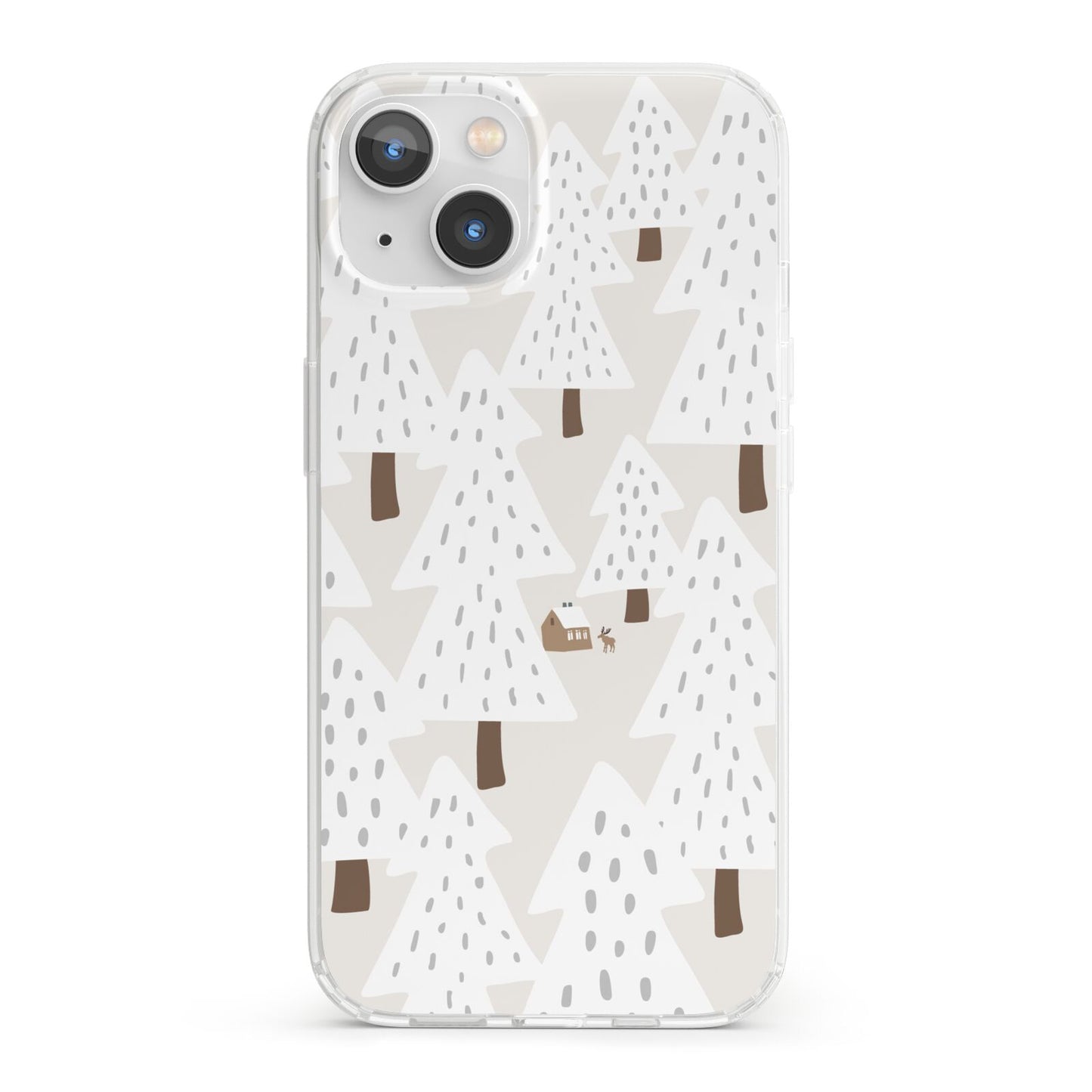 White Christmas Forest iPhone 13 Clear Bumper Case