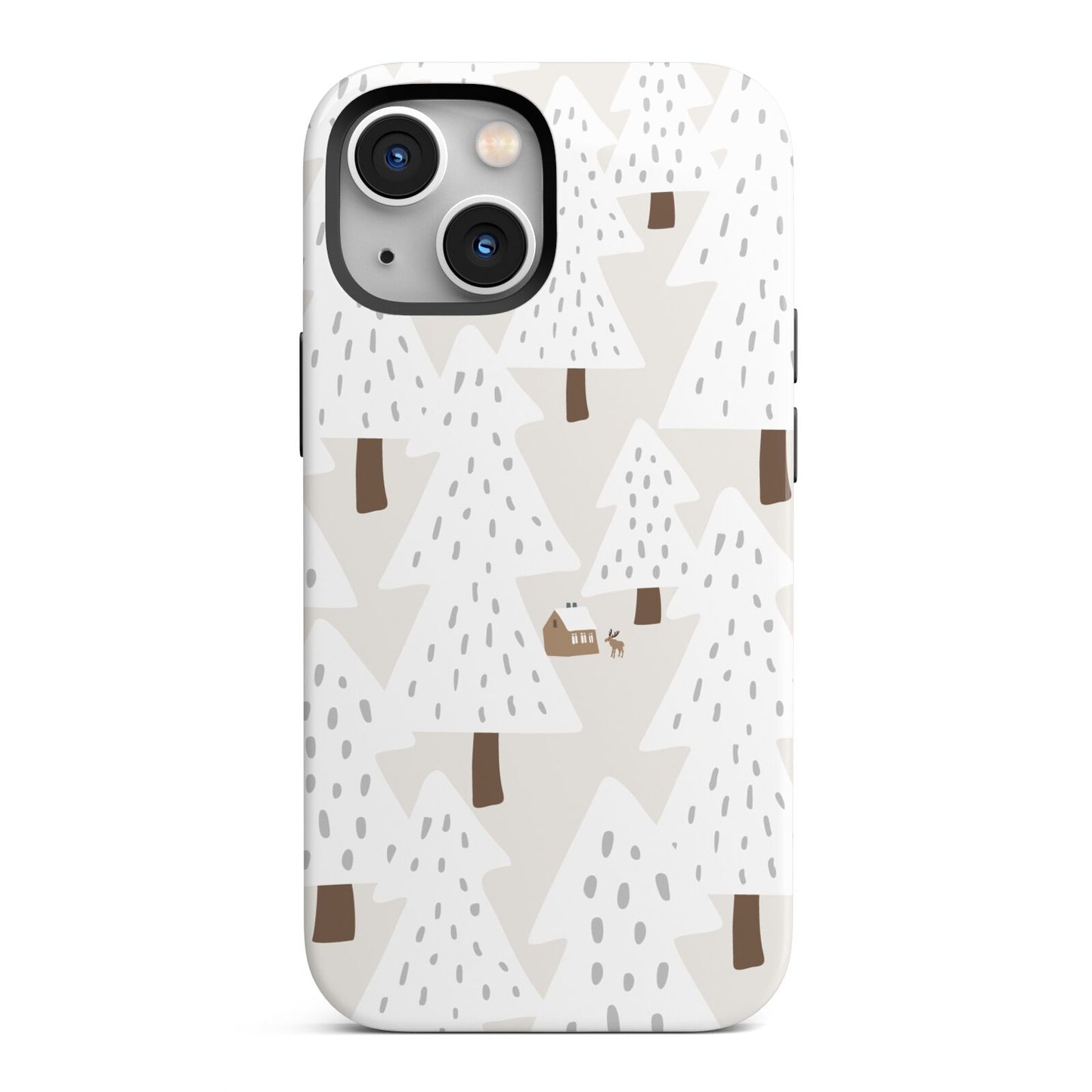 White Christmas Forest iPhone 13 Mini Full Wrap 3D Tough Case