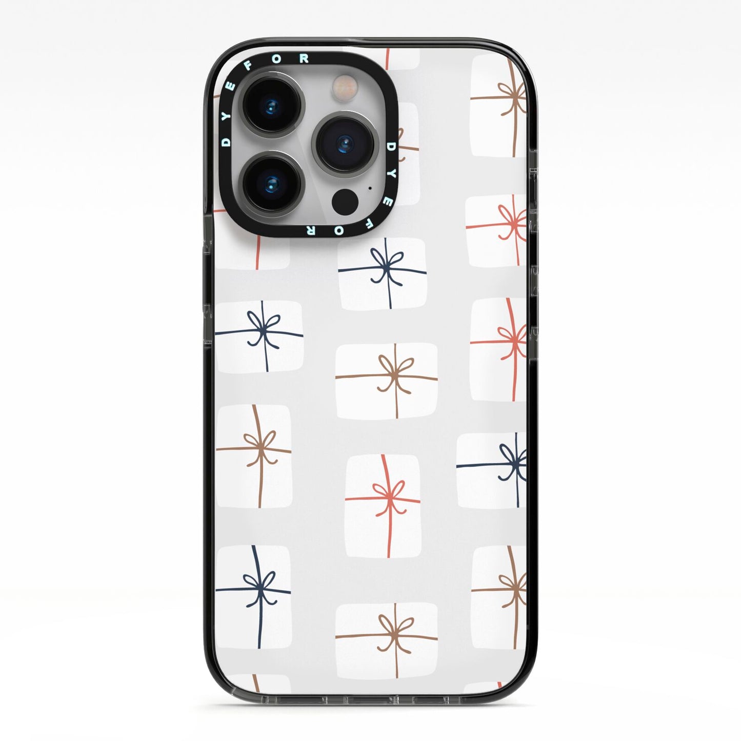 White Christmas Forest iPhone 13 Pro Black Impact Case on Silver phone