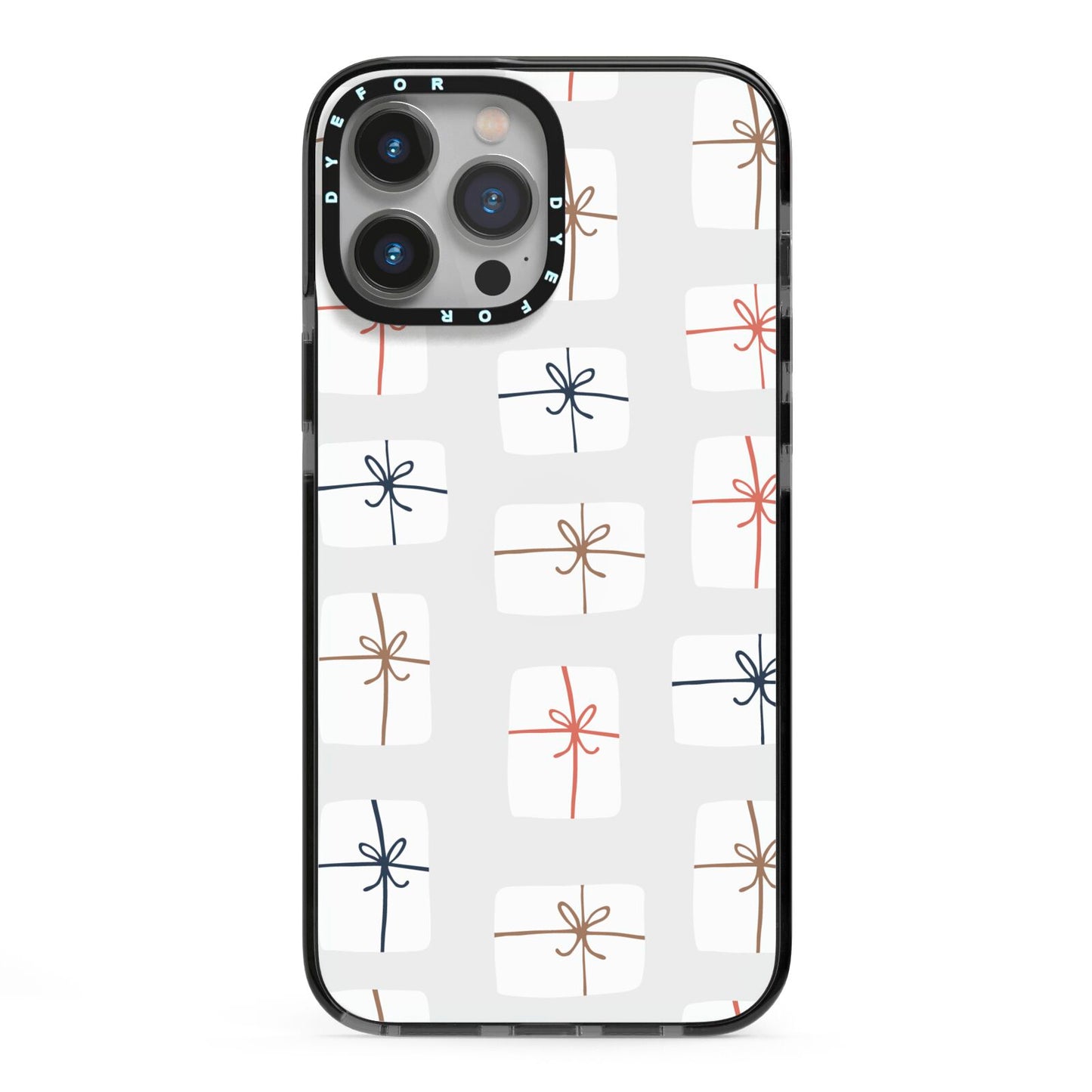 White Christmas Forest iPhone 13 Pro Max Black Impact Case on Silver phone