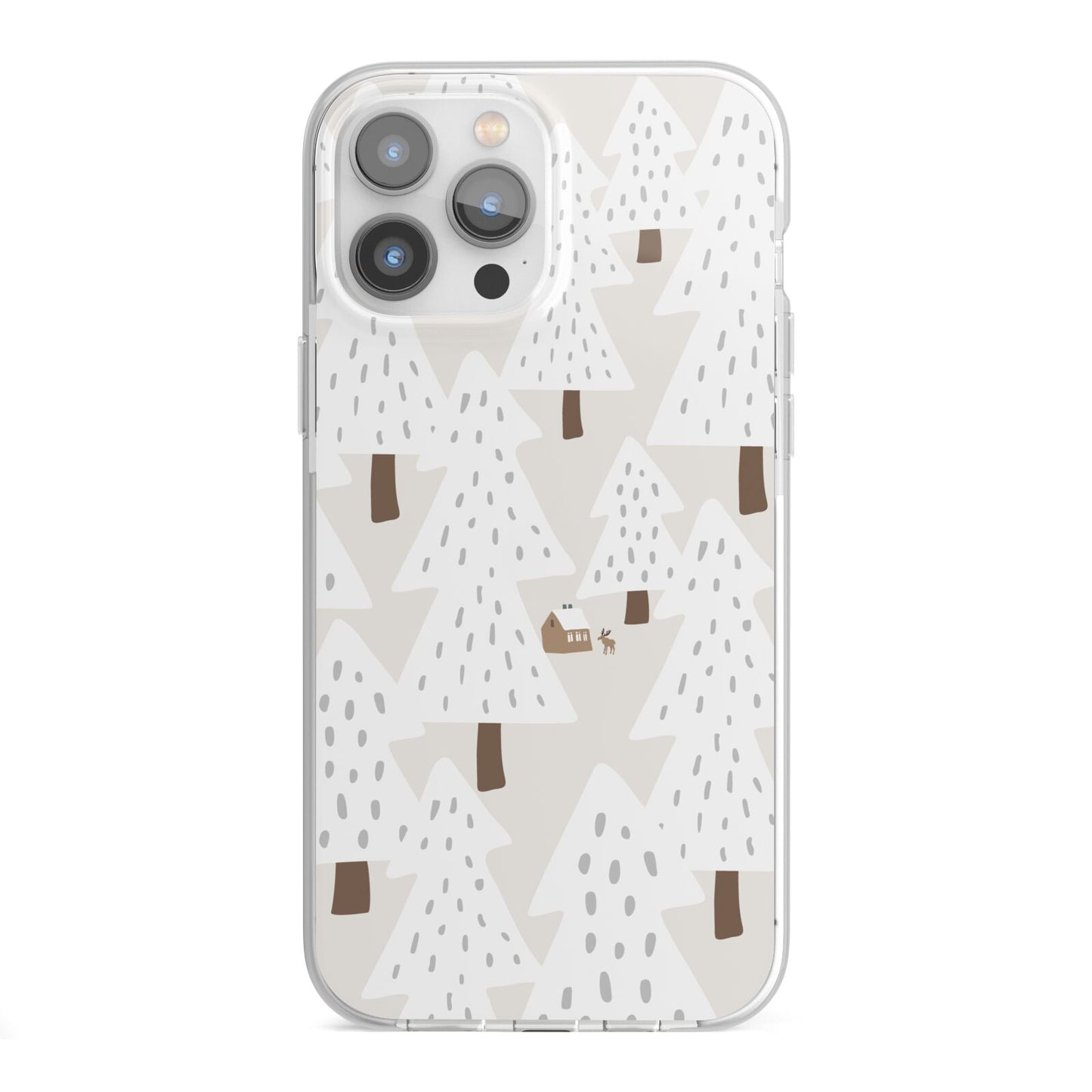 White Christmas Forest iPhone 13 Pro Max TPU Impact Case with White Edges