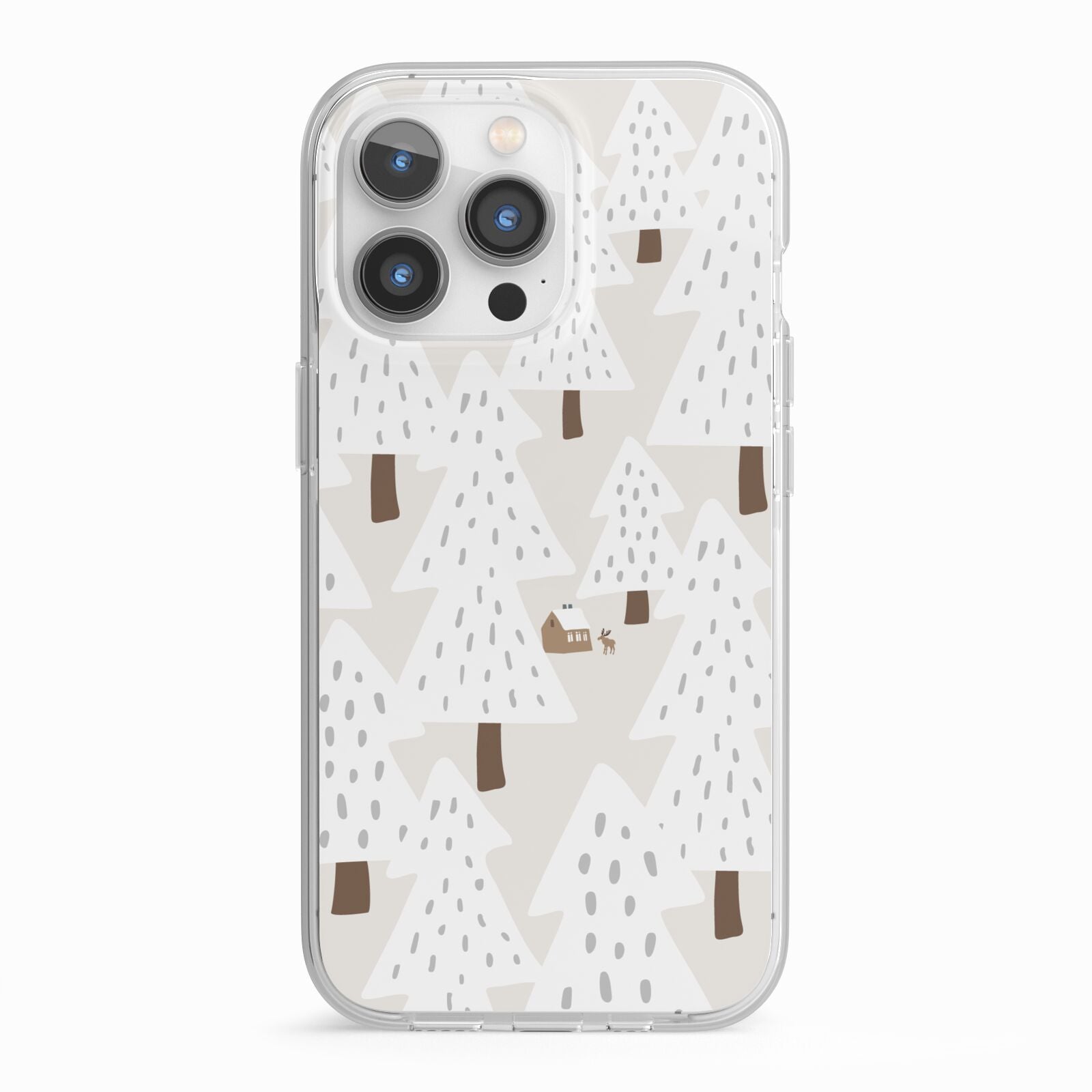 White Christmas Forest iPhone 13 Pro TPU Impact Case with White Edges