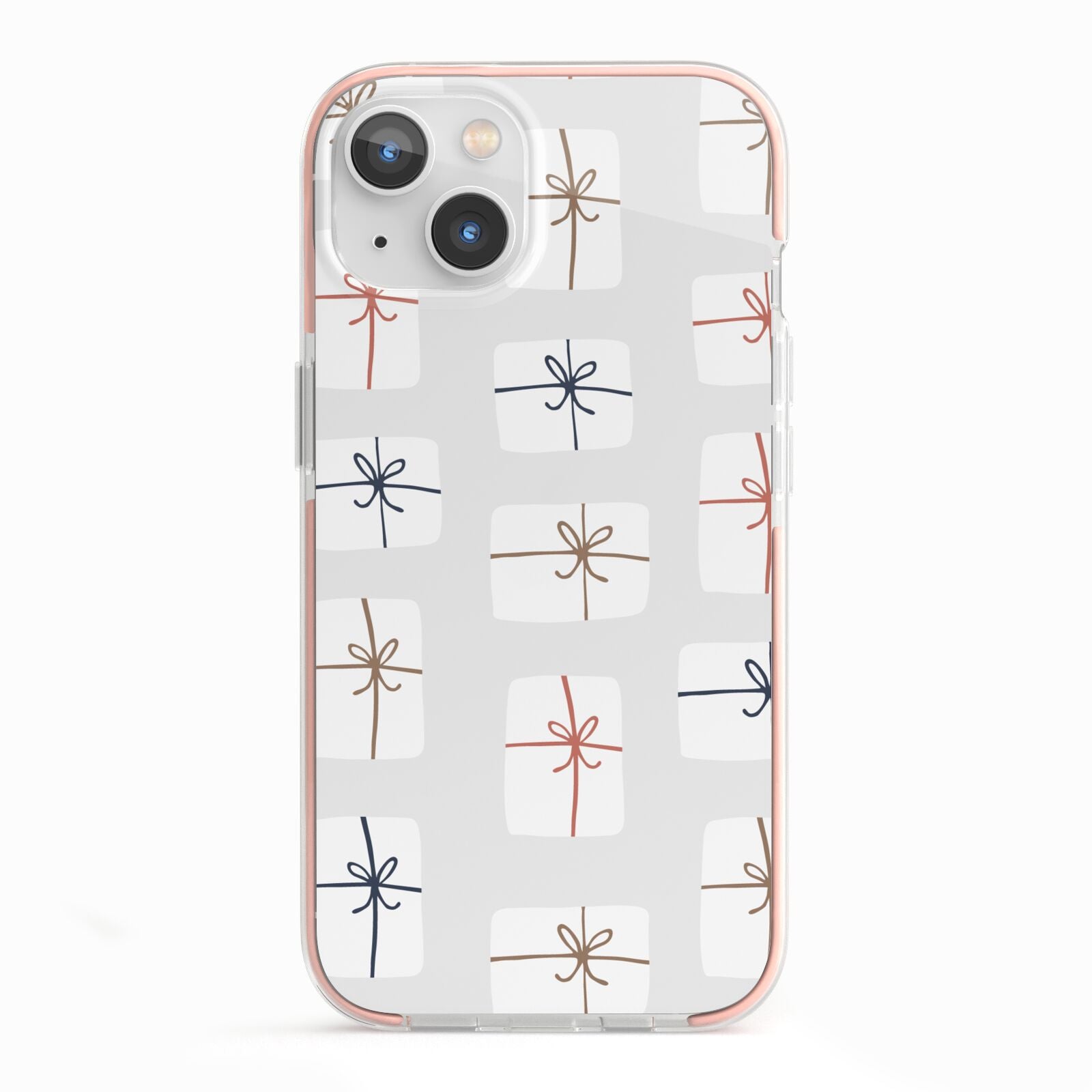 White Christmas Forest iPhone 13 TPU Impact Case with Pink Edges