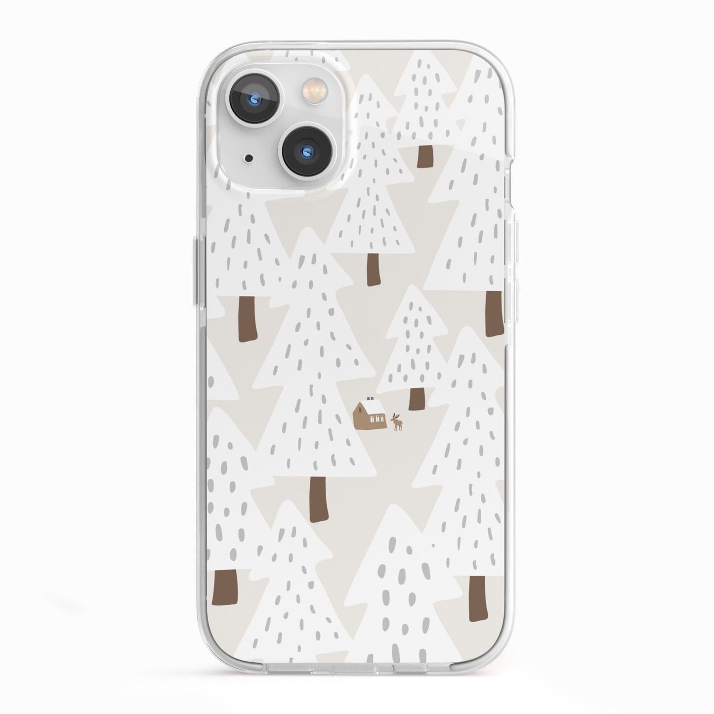 White Christmas Forest iPhone 13 TPU Impact Case with White Edges
