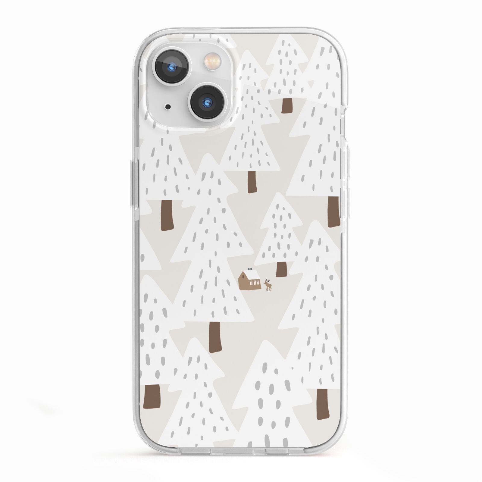 White Christmas Forest iPhone 13 TPU Impact Case with White Edges