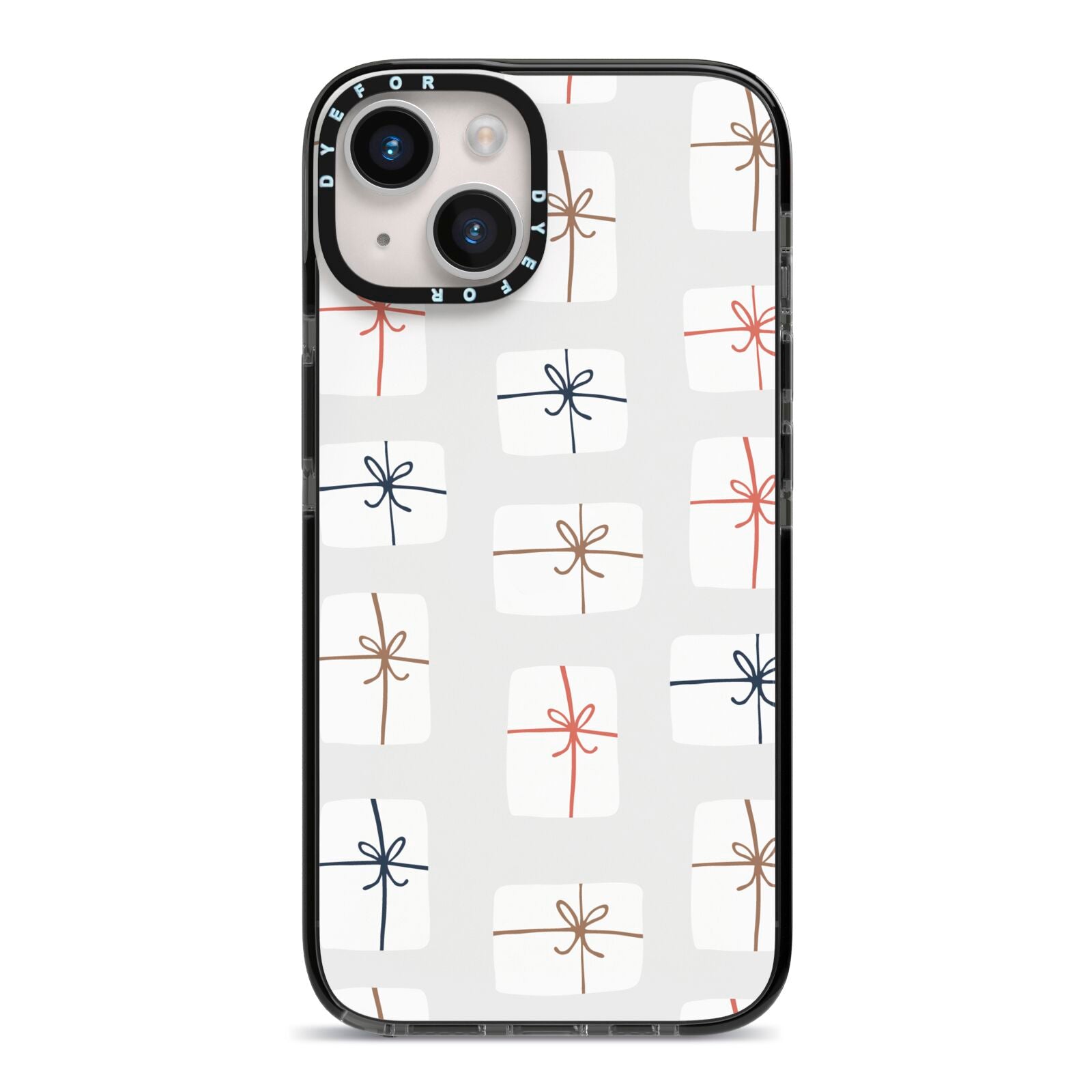 White Christmas Forest iPhone 14 Black Impact Case on Silver phone