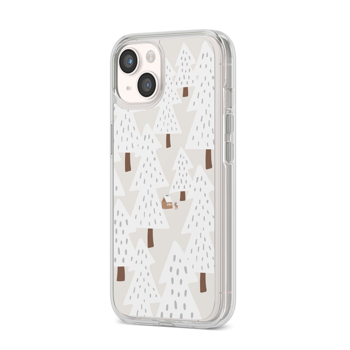 White Christmas Forest iPhone 14 Clear Tough Case Starlight Angled Image