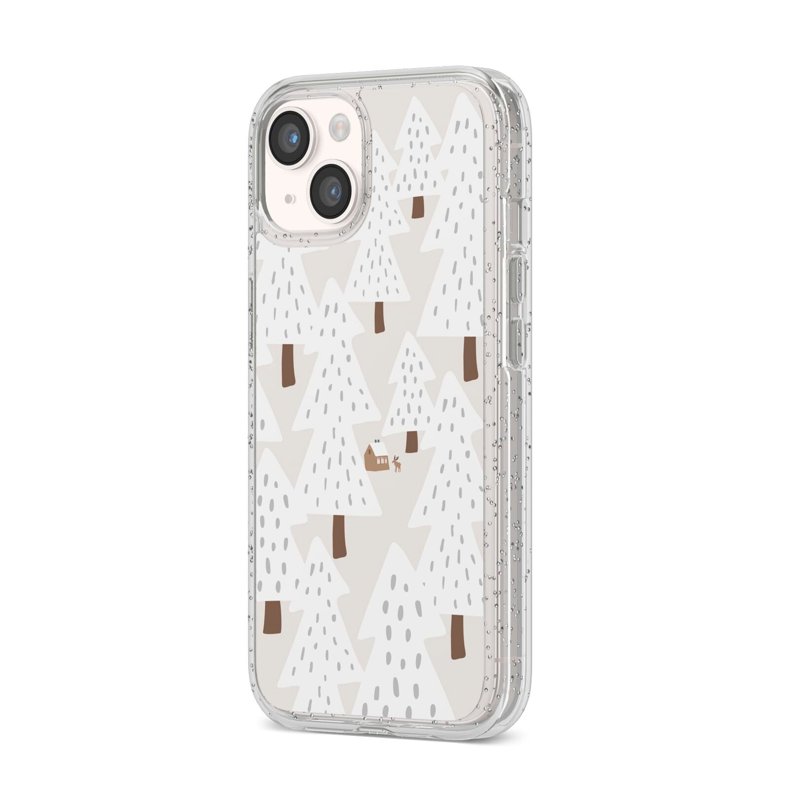 White Christmas Forest iPhone 14 Glitter Tough Case Starlight Angled Image