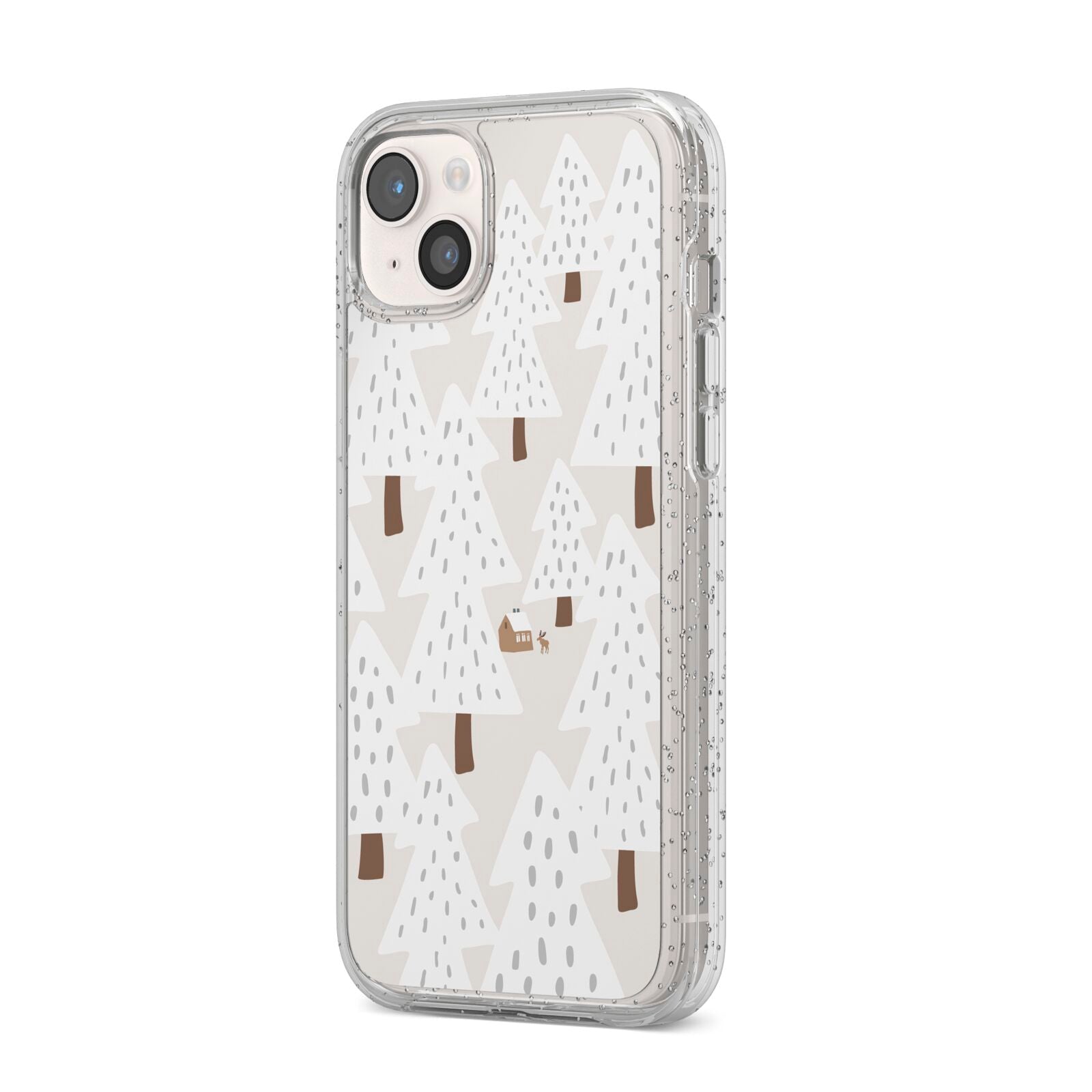 White Christmas Forest iPhone 14 Plus Glitter Tough Case Starlight Angled Image