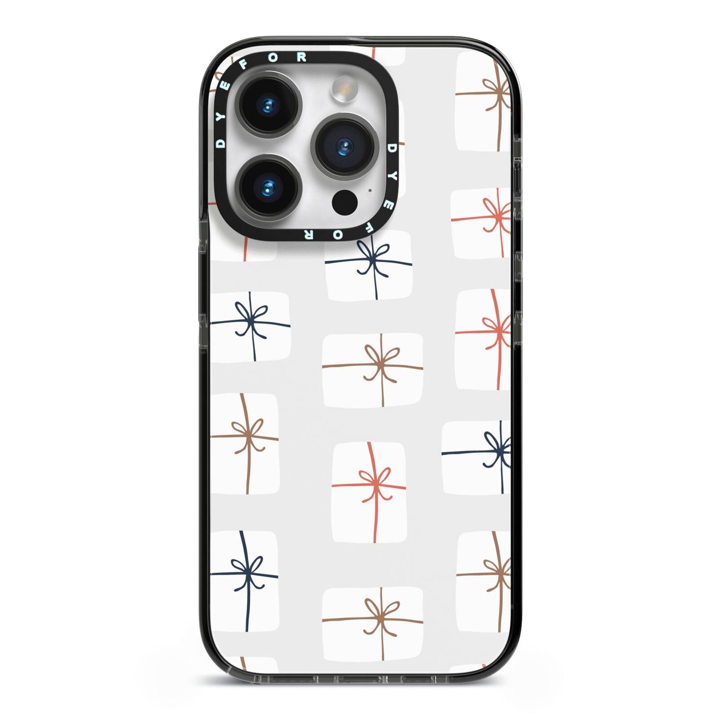 White Christmas Forest iPhone 14 Pro Black Impact Case on Silver phone