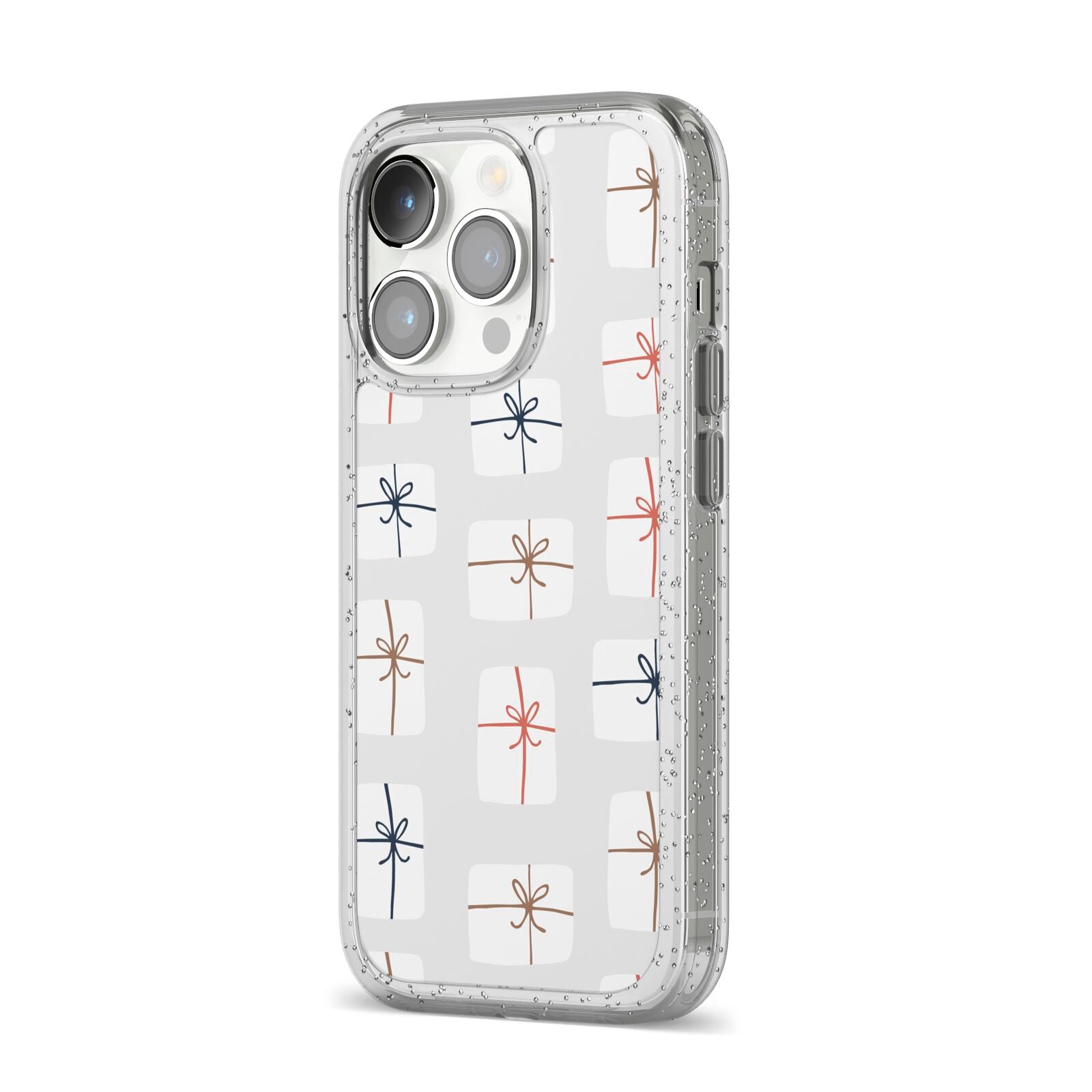 White Christmas Forest iPhone 14 Pro Glitter Tough Case Silver Angled Image