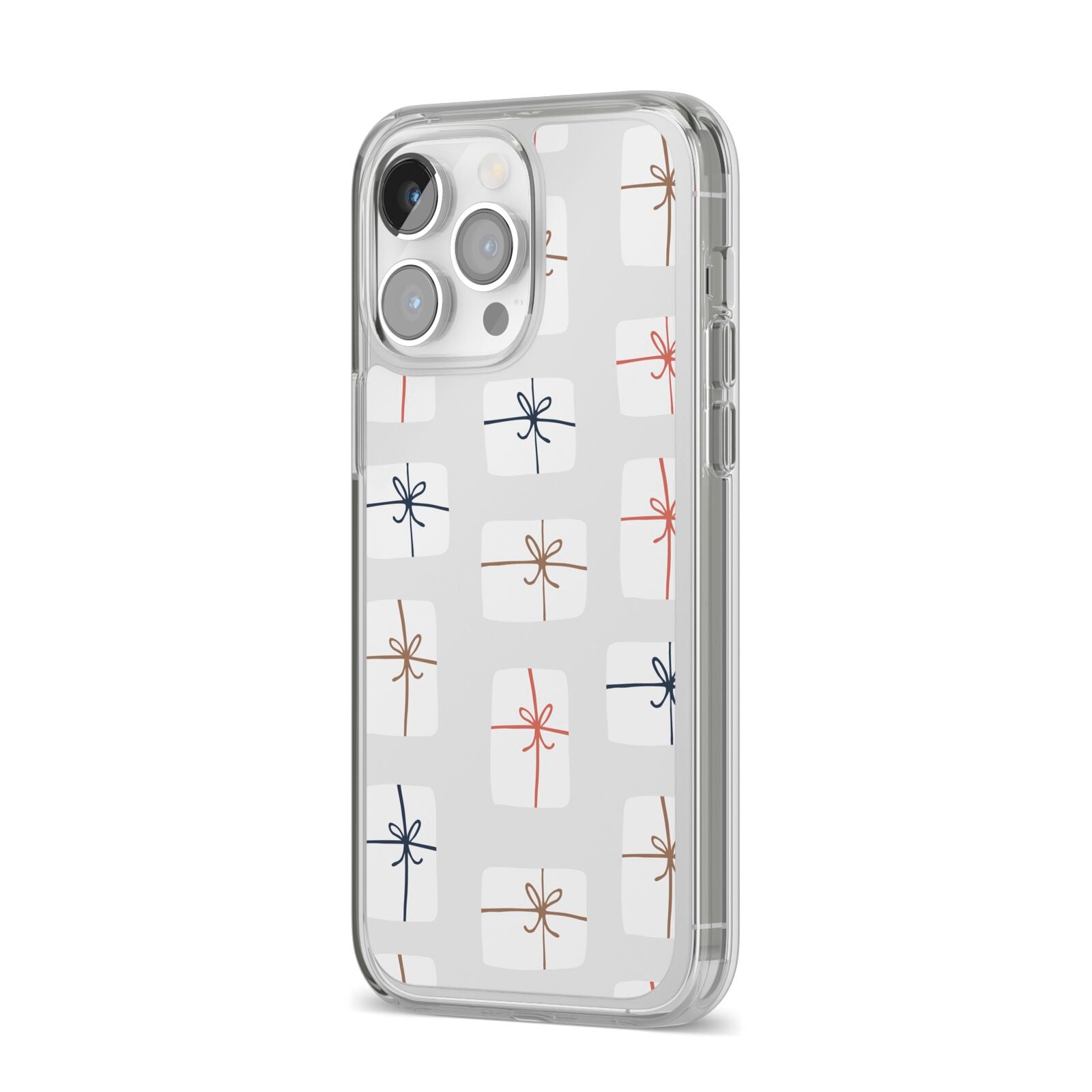 White Christmas Forest iPhone 14 Pro Max Clear Tough Case Silver Angled Image