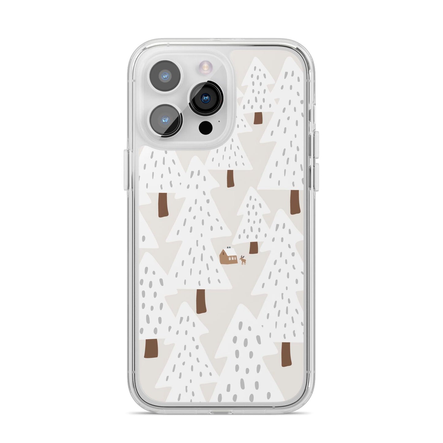 White Christmas Forest iPhone 14 Pro Max Clear Tough Case Silver