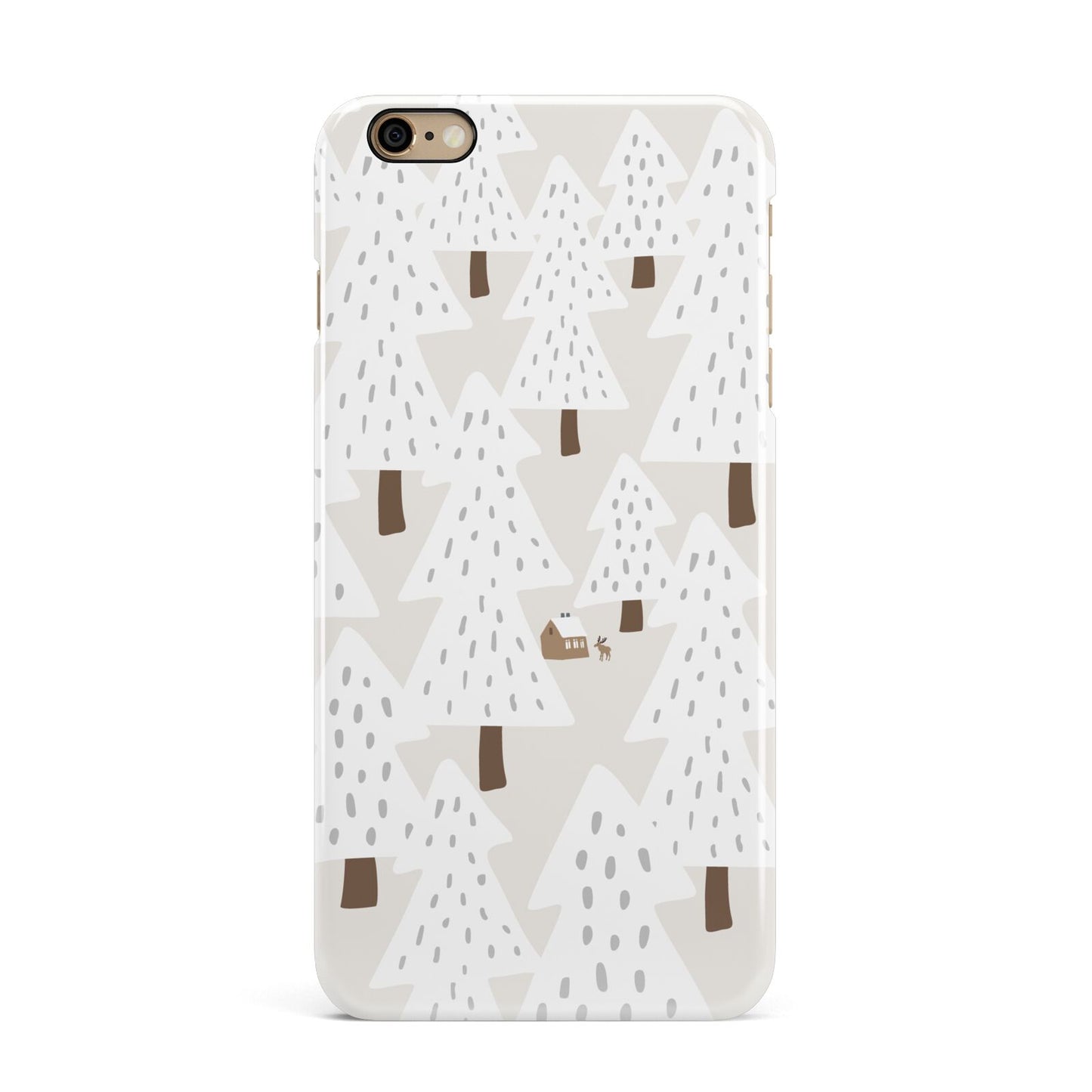 White Christmas Forest iPhone 6 Plus 3D Snap Case on Gold Phone