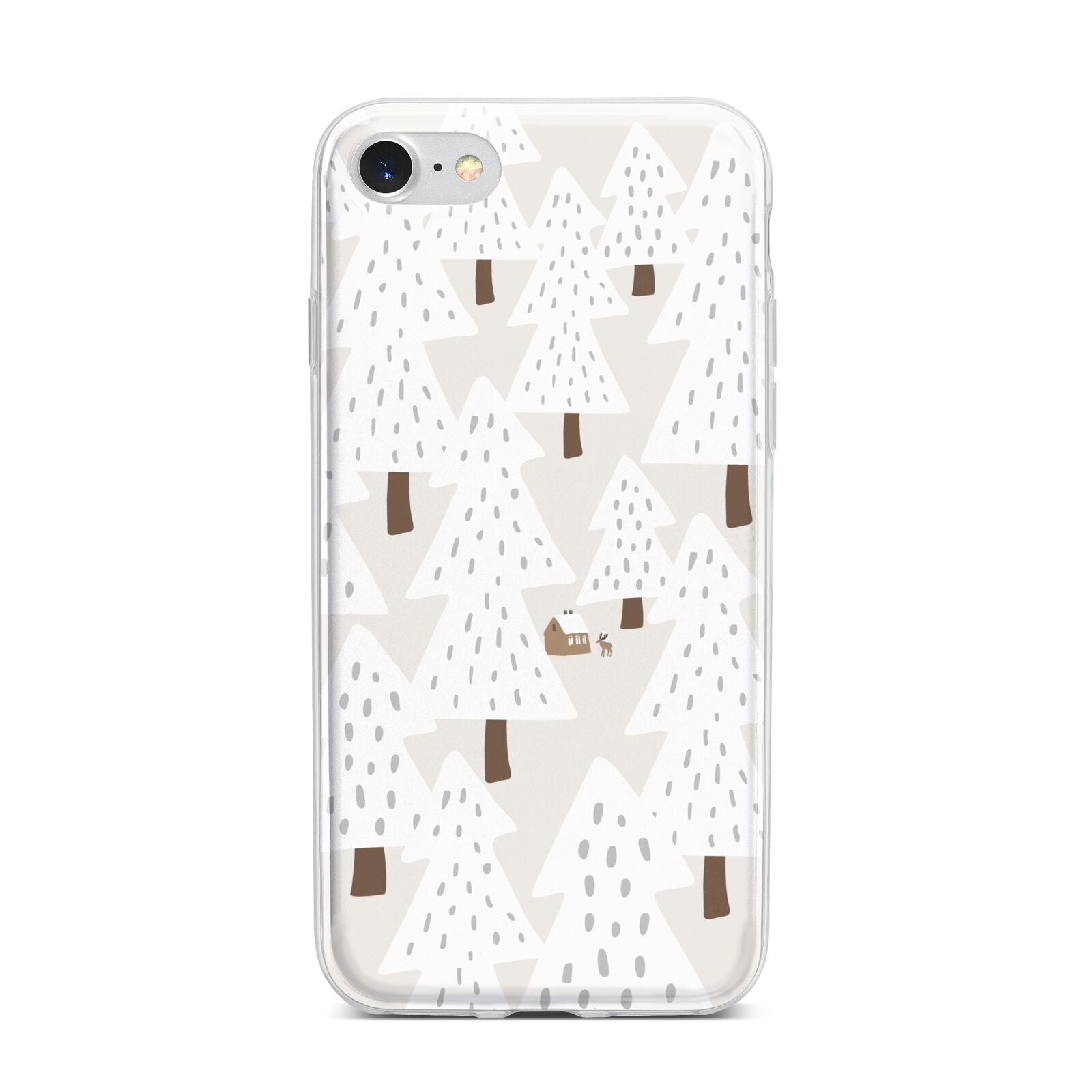 White Christmas Forest iPhone 7 Bumper Case on Silver iPhone