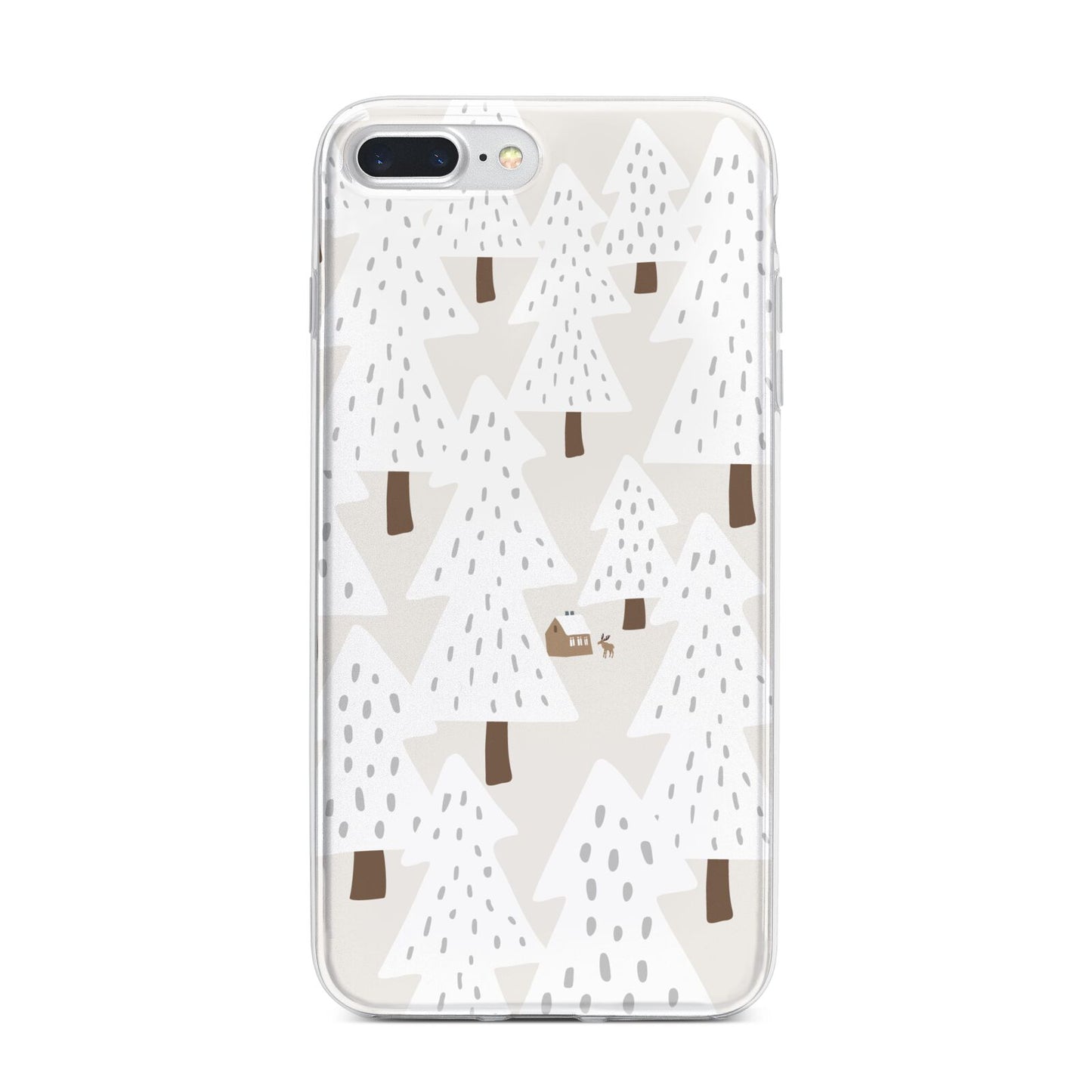 White Christmas Forest iPhone 7 Plus Bumper Case on Silver iPhone