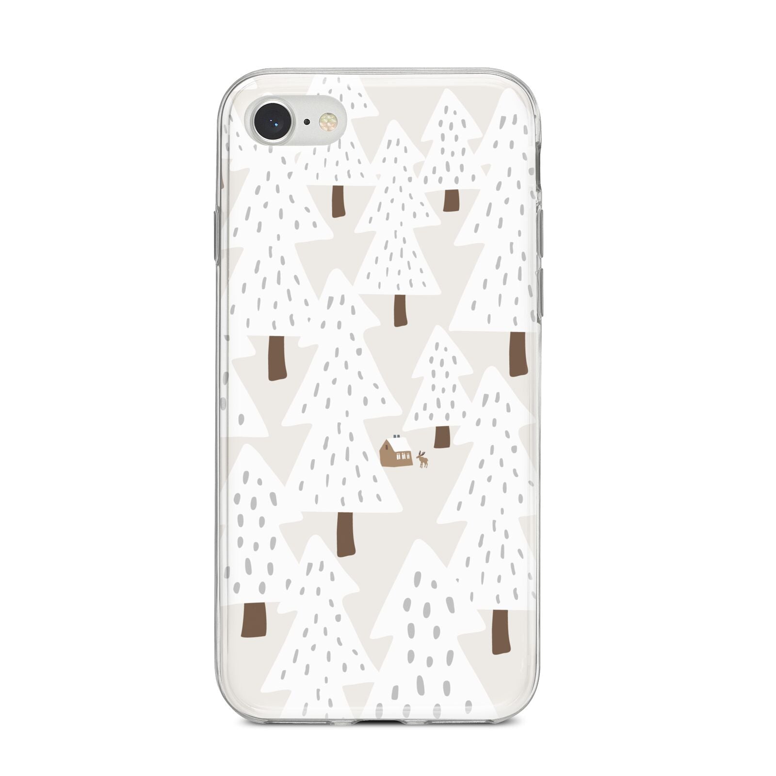 White Christmas Forest iPhone 8 Bumper Case on Silver iPhone