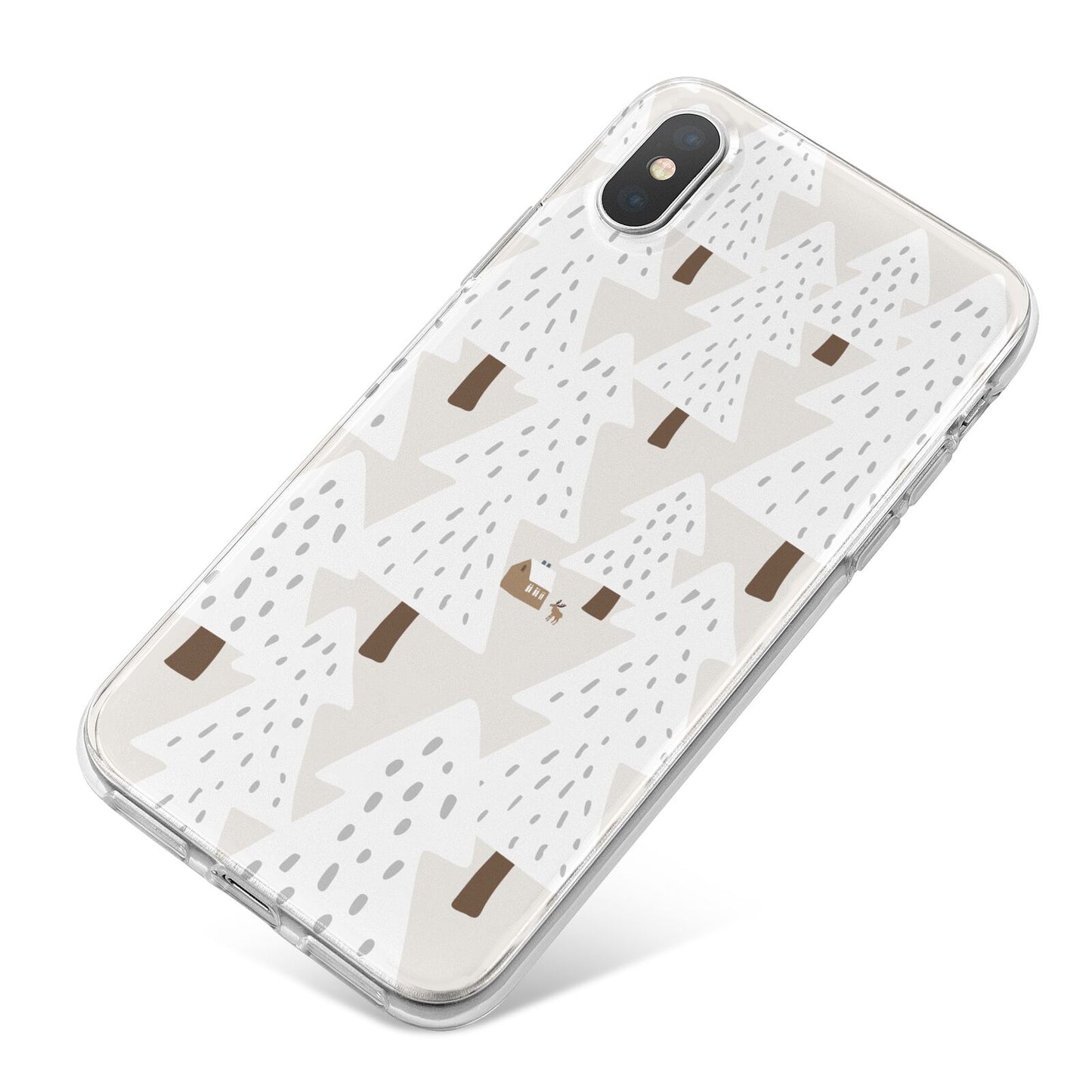White Christmas Forest iPhone X Bumper Case on Silver iPhone