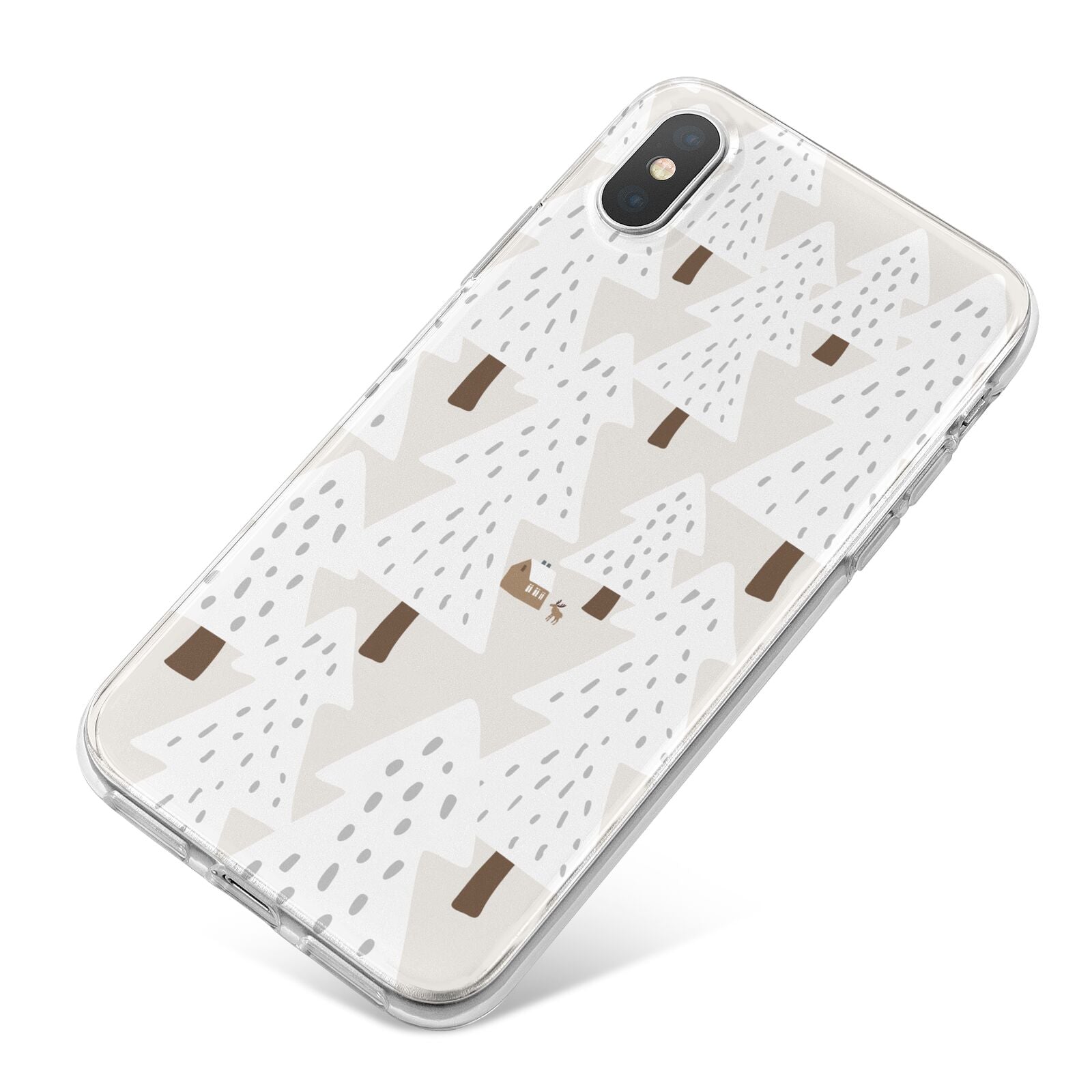 White Christmas Forest iPhone X Bumper Case on Silver iPhone