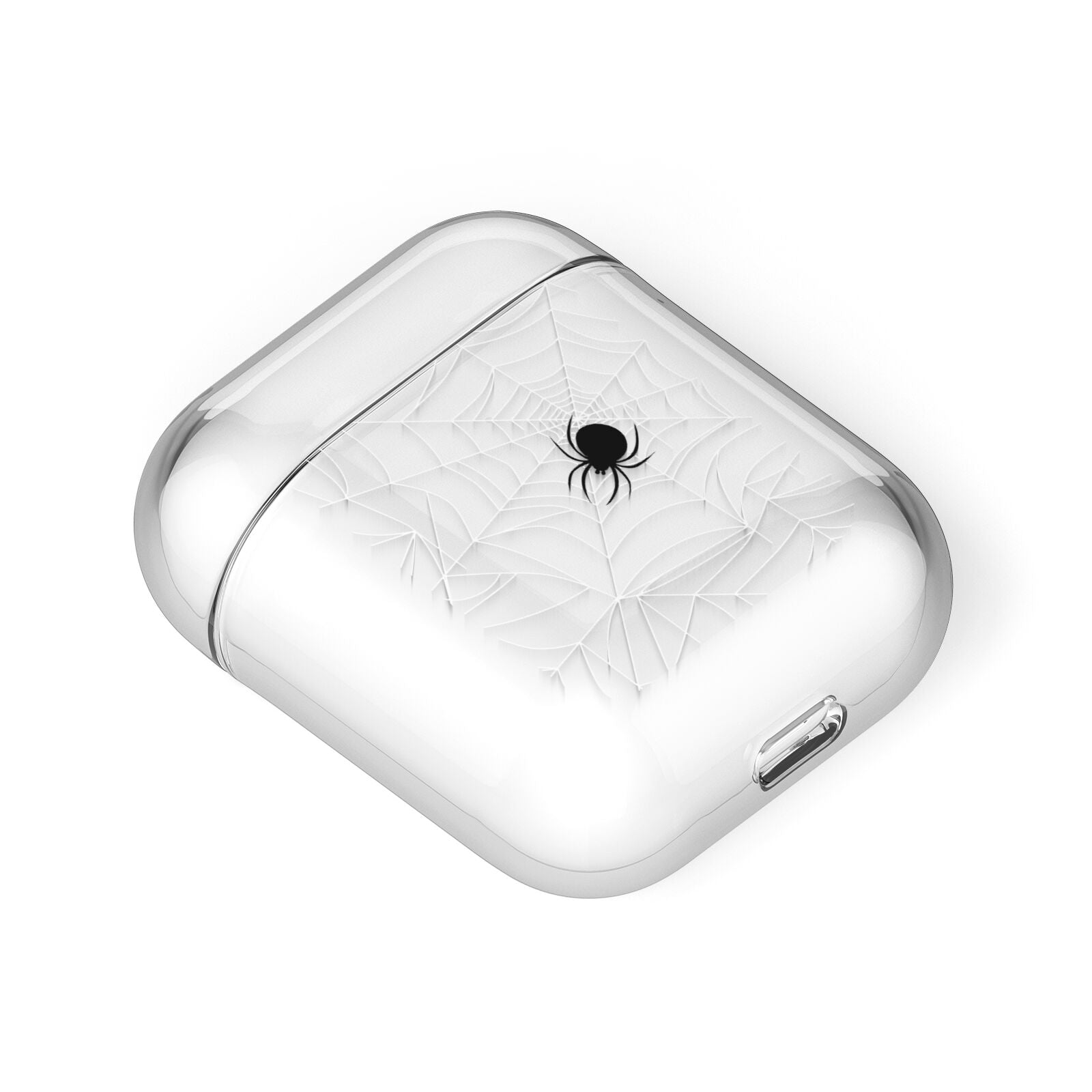 White Cobwebs with Transparent Background AirPods Case Laid Flat